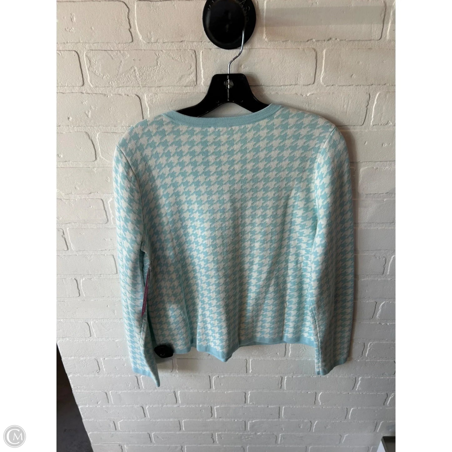 Sweater Cardigan By Talbots In Blue & White, Size: M