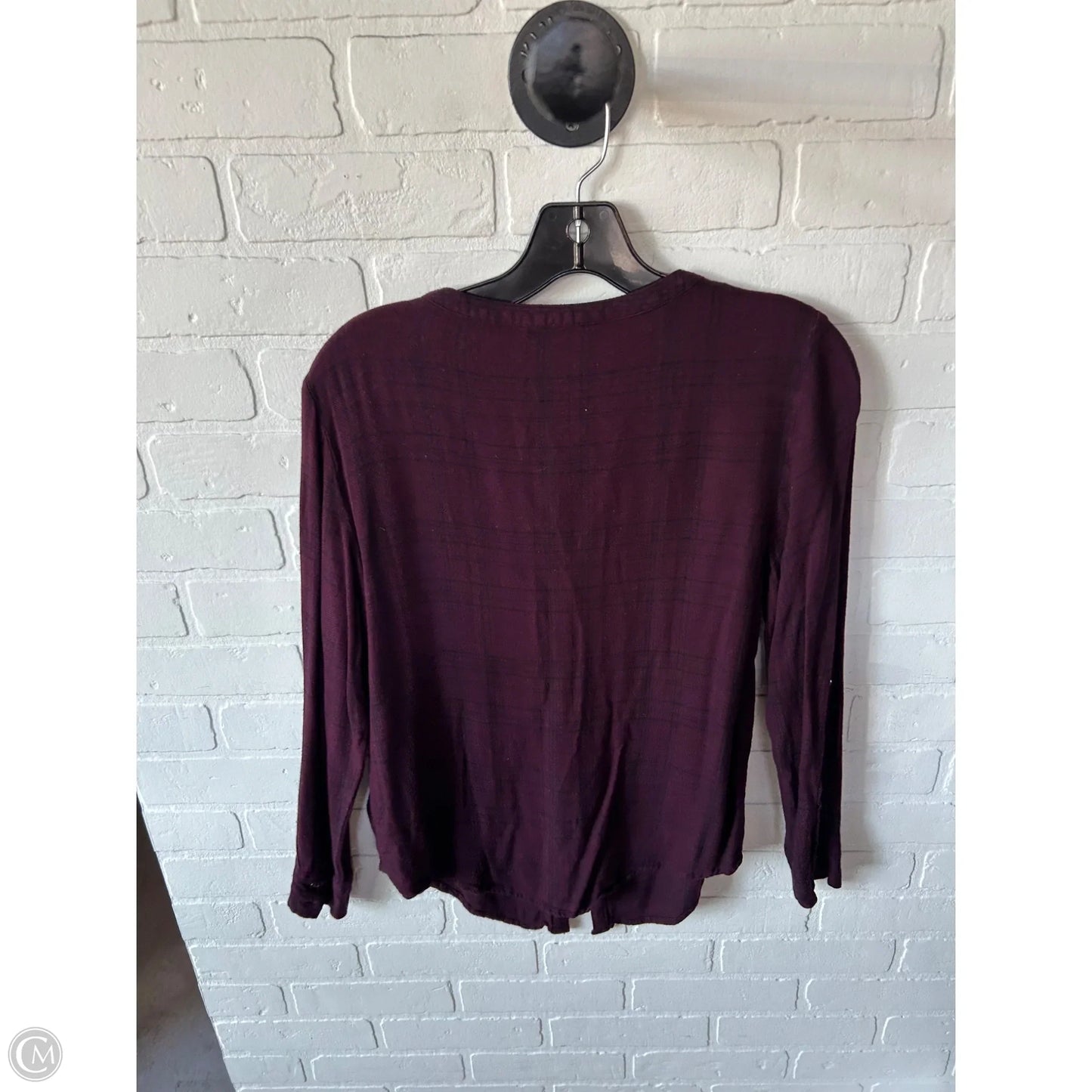 Top Long Sleeve By Calvin Klein In Black & Purple, Size: S