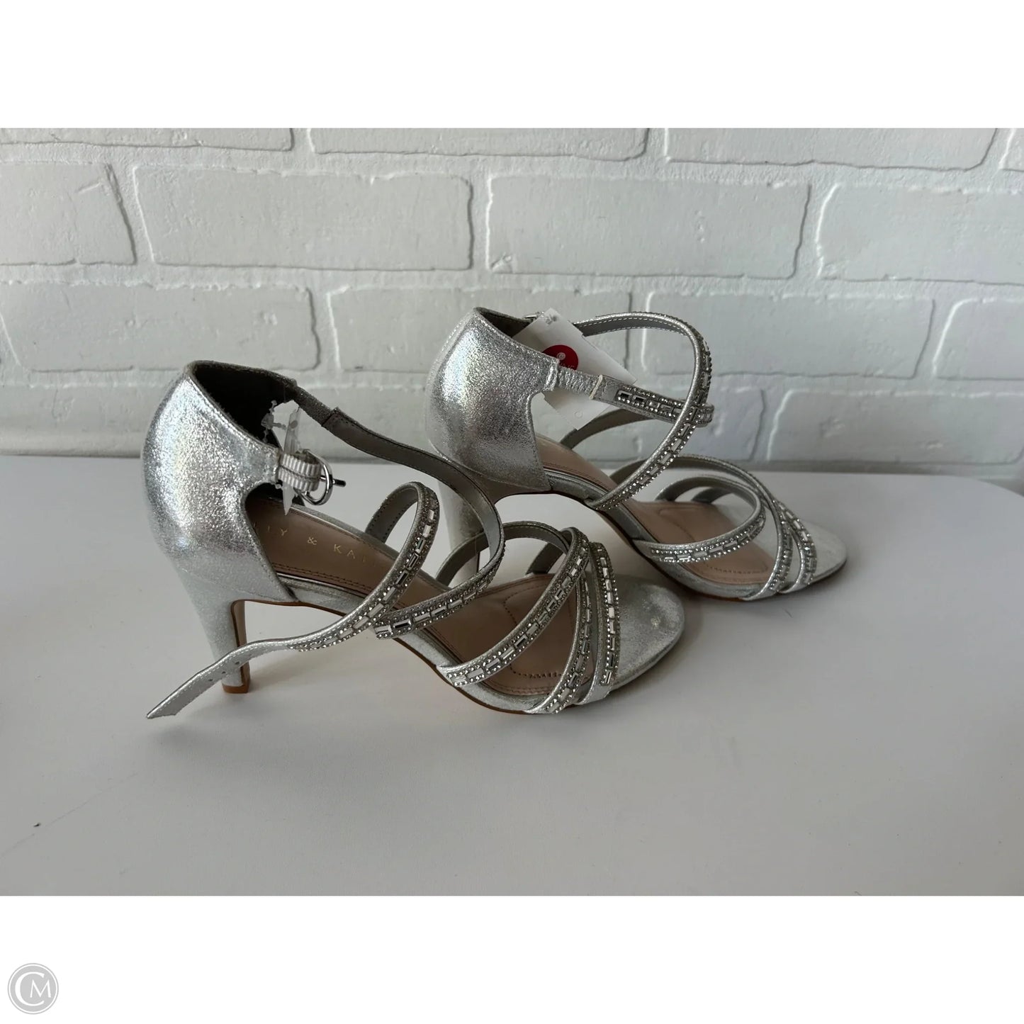 Sandals Heels Stiletto By Kelly And Katie In Silver, Size: 8.5