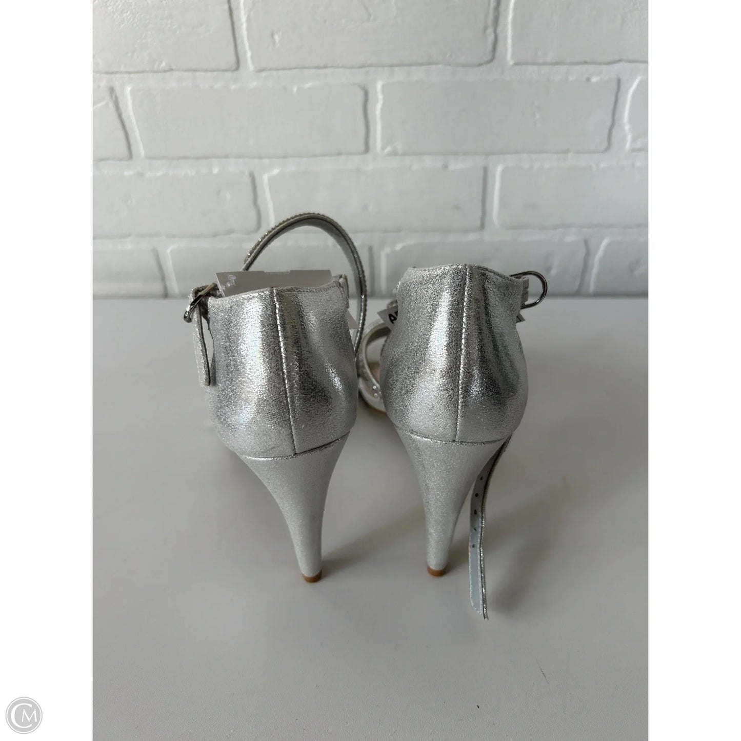 Sandals Heels Stiletto By Kelly And Katie In Silver, Size: 8.5