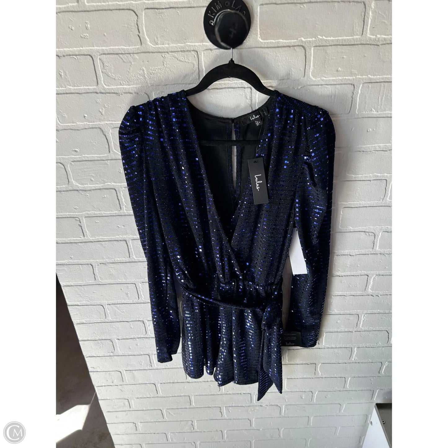 Romper By Lulus In Black & Blue, Size: L