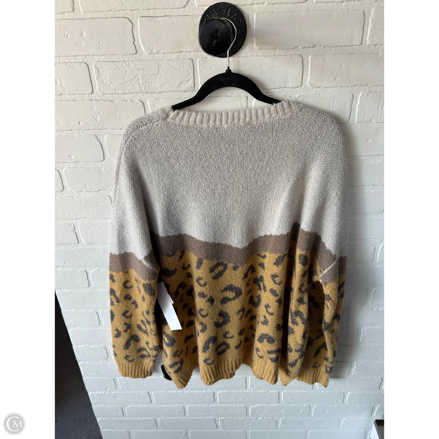 Sweater By Easel In Grey & Yellow, Size: 3x