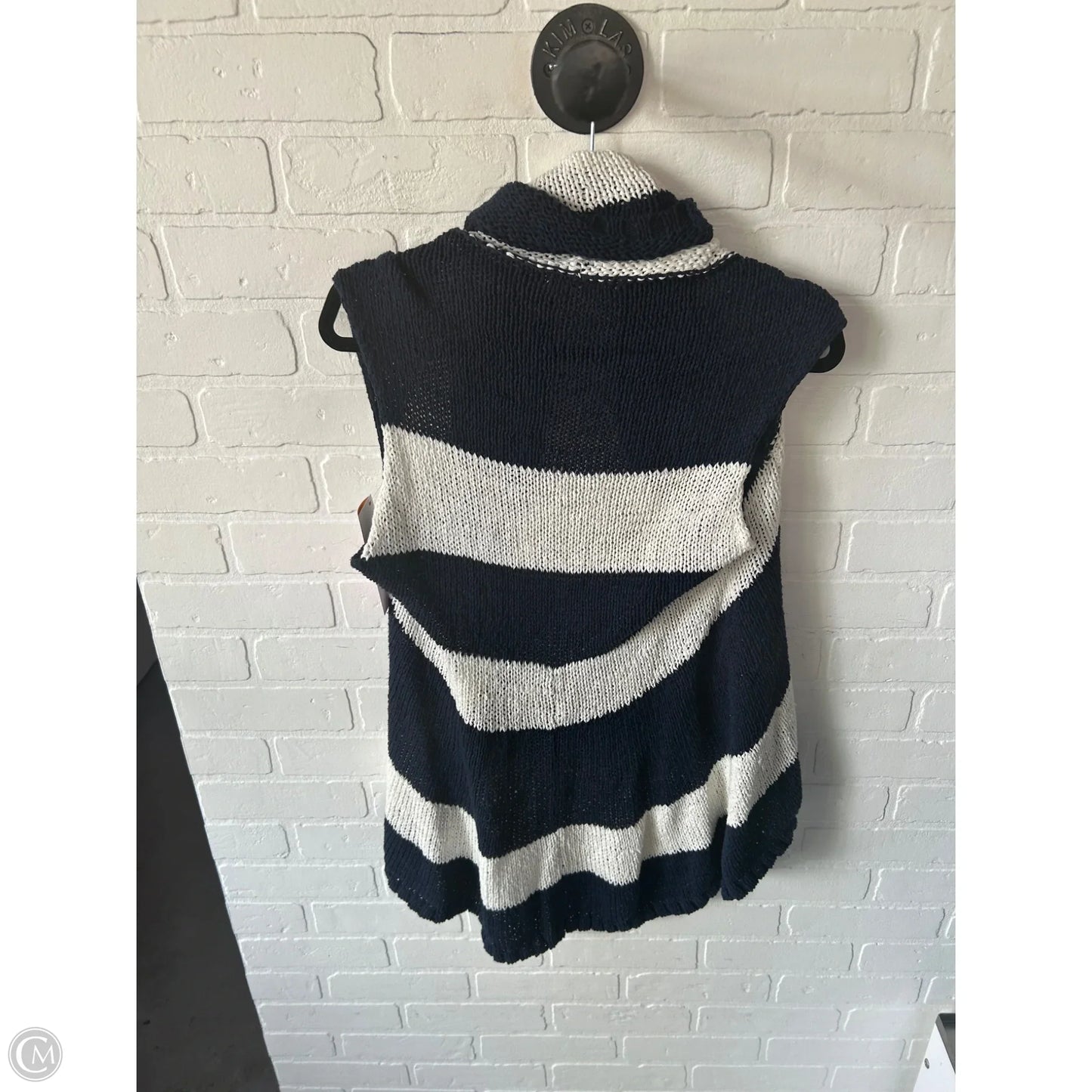 Vest Sweater By Cabi In Blue & White, Size: S