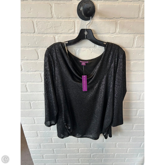Top Long Sleeve By Beverly Drive In Black & Silver, Size: 1x