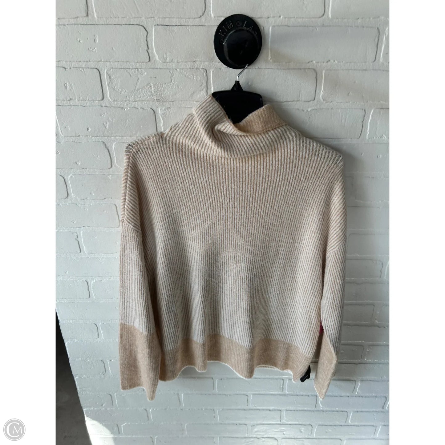 Sweater By Calvin Klein In Tan & White, Size: L