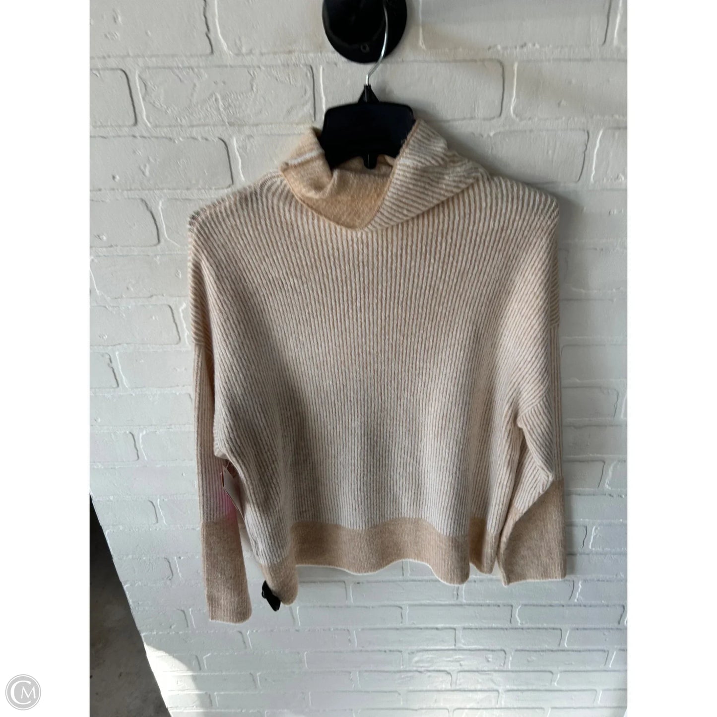 Sweater By Calvin Klein In Tan & White, Size: L