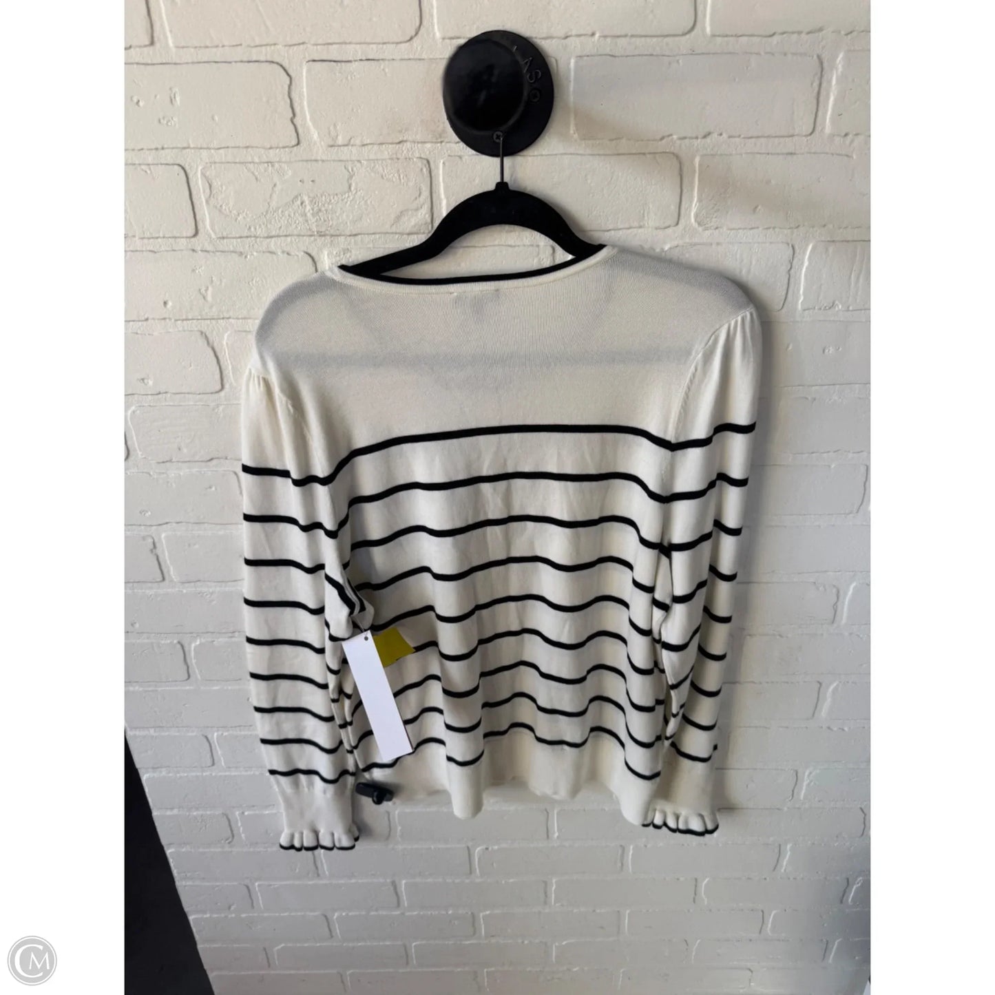 Sweater Cardigan By Talbots In Black & Cream, Size: Xlp