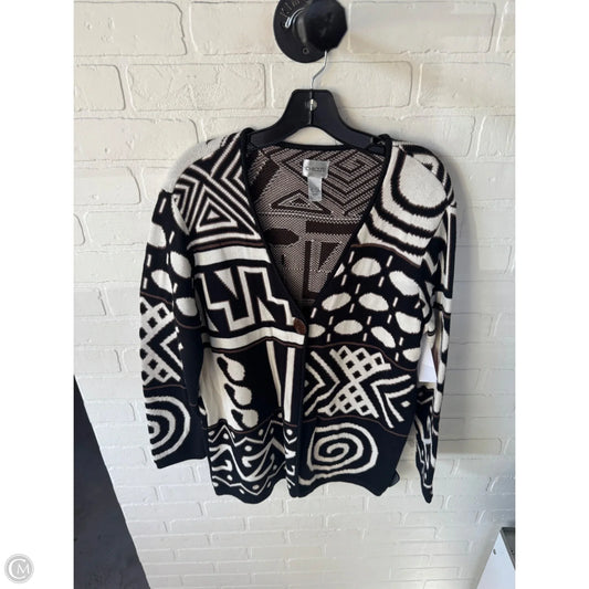 Sweater Cardigan By Chicos In Black & Brown, Size: L