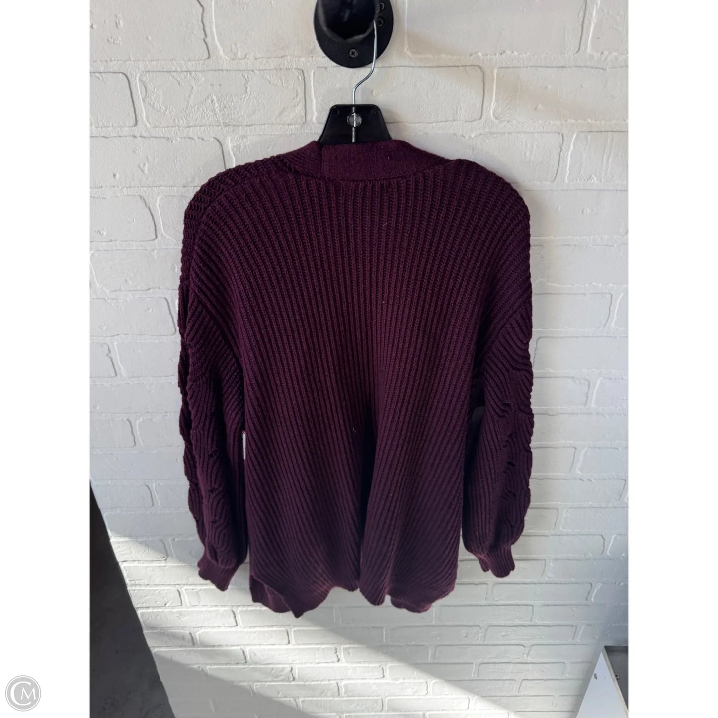 Sweater Cardigan By Retrology In Purple, Size: Xl