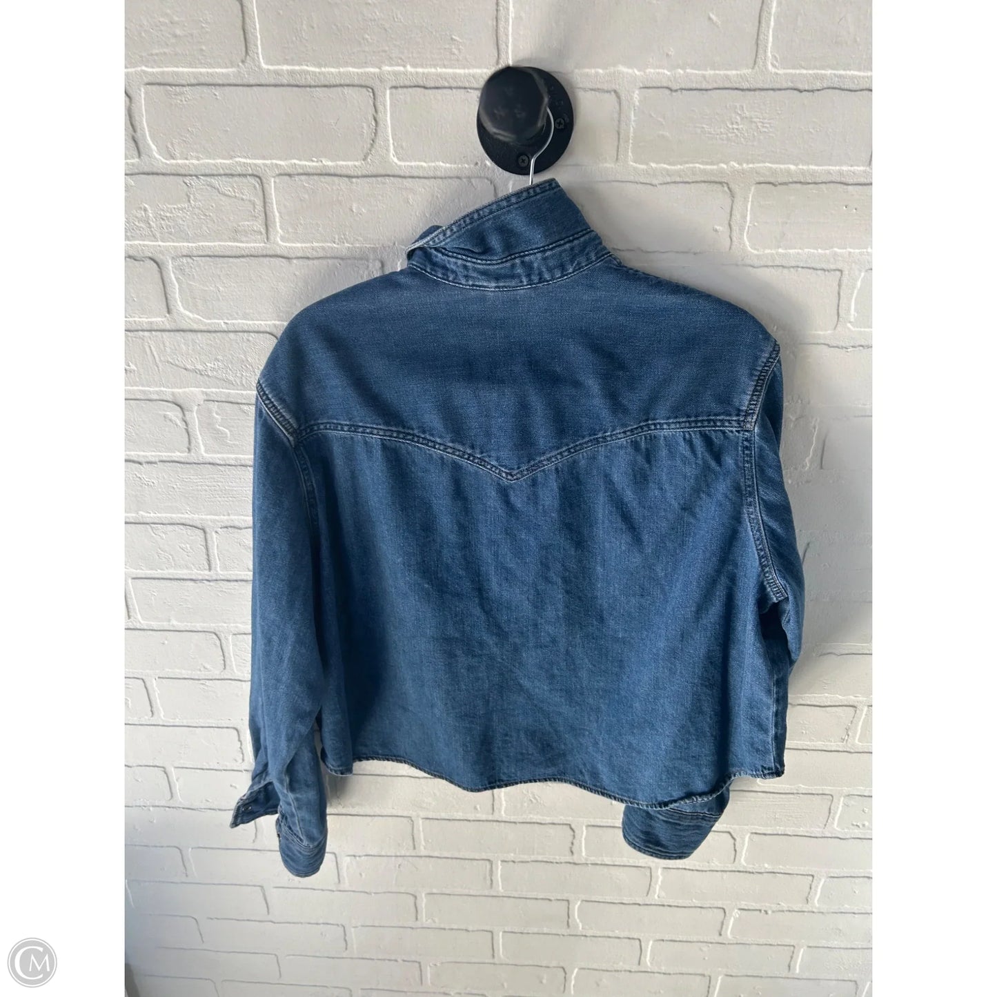 Top Long Sleeve By Gap In Blue Denim, Size: L