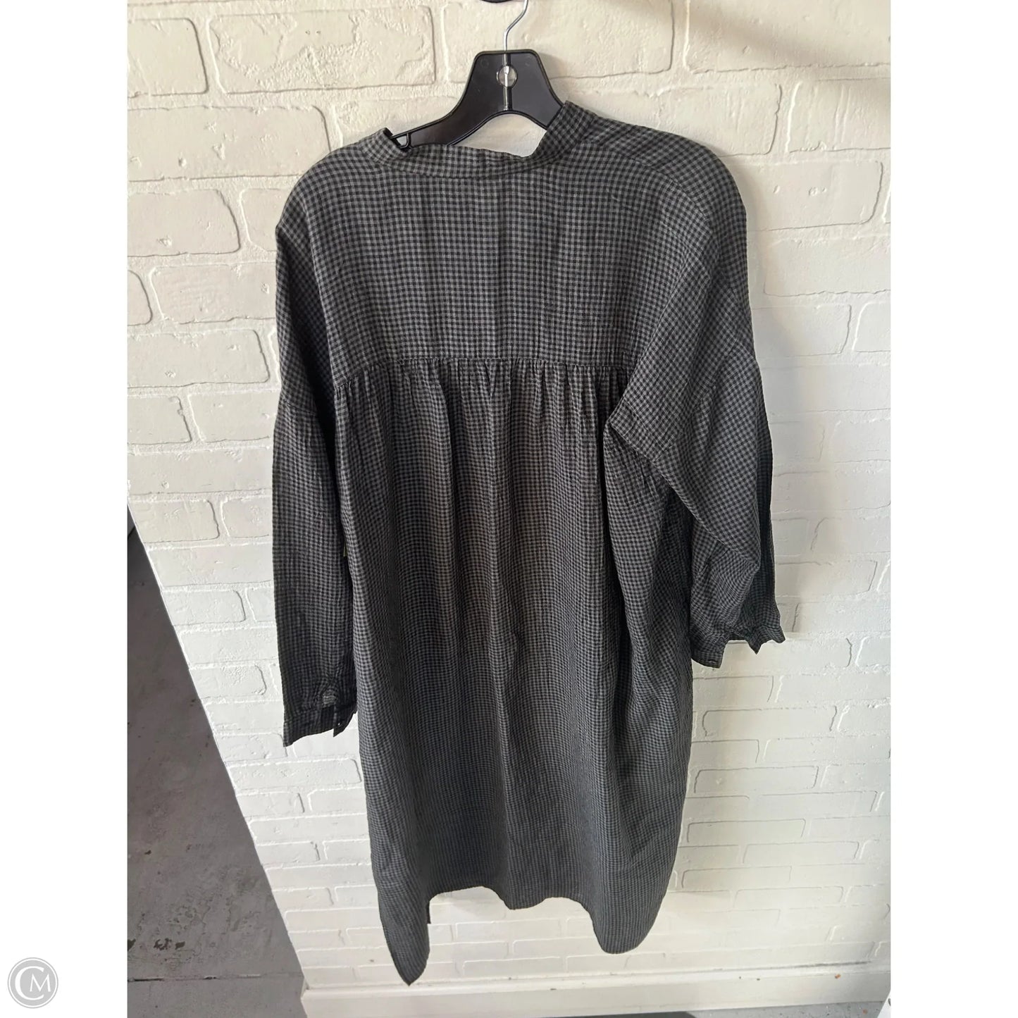 Dress Casual Midi By Eileen Fisher In Black & Grey, Size: L