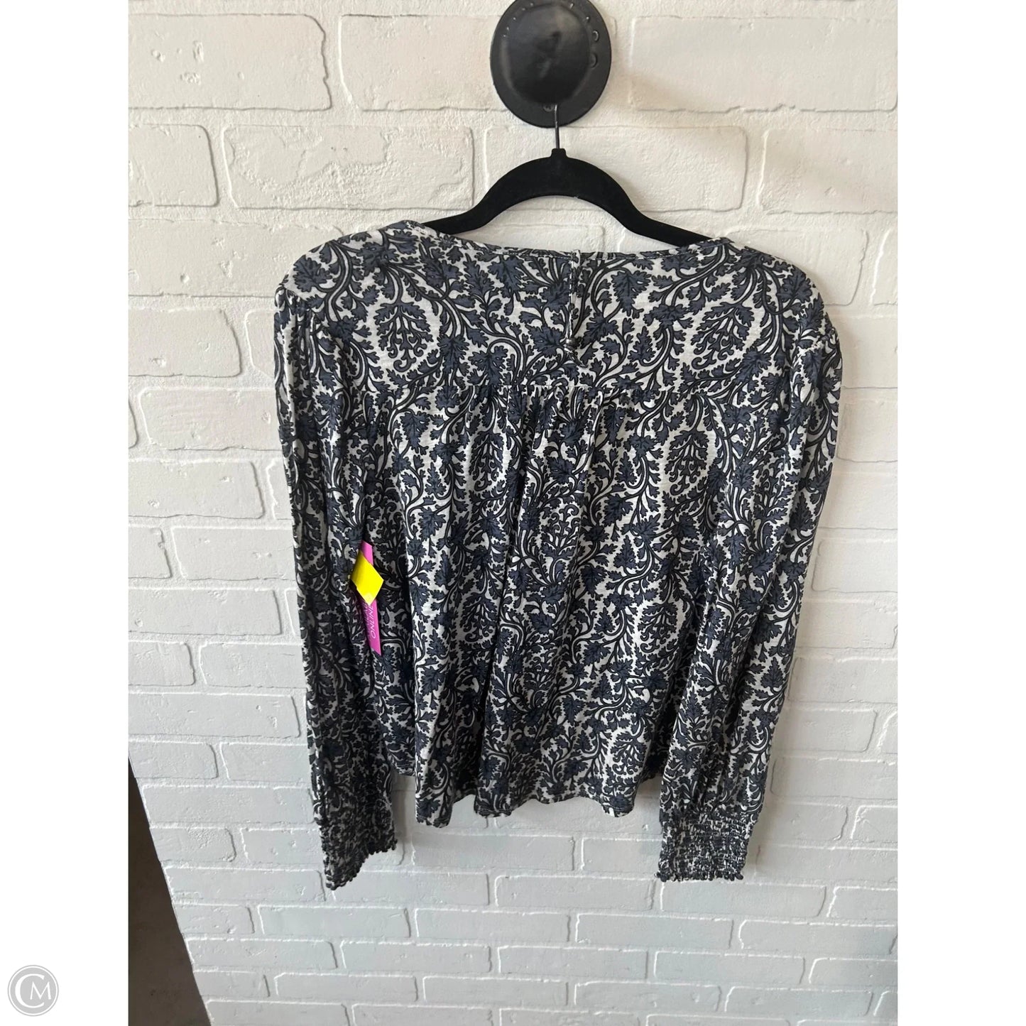 Top Long Sleeve By Lucky Brand In Blue & White, Size: M