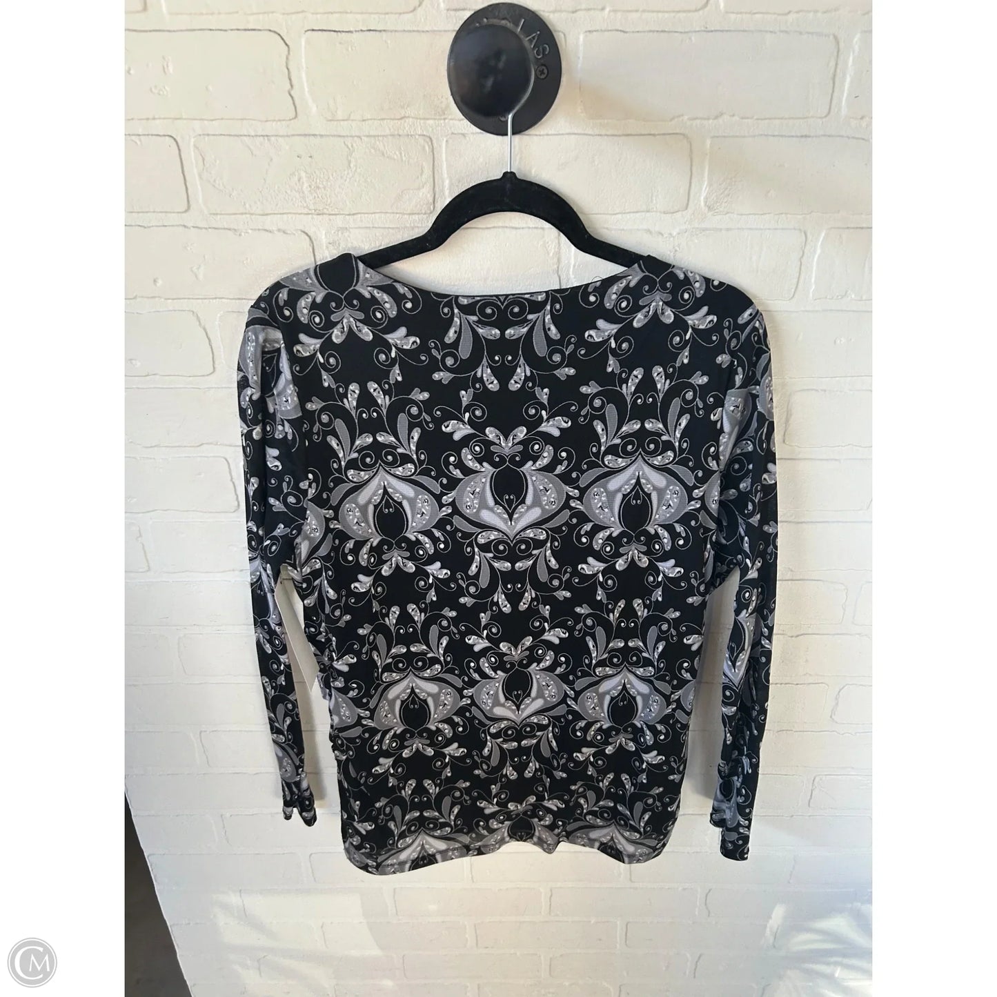 Top Long Sleeve By Apt 9 In Black & Grey, Size: 1x