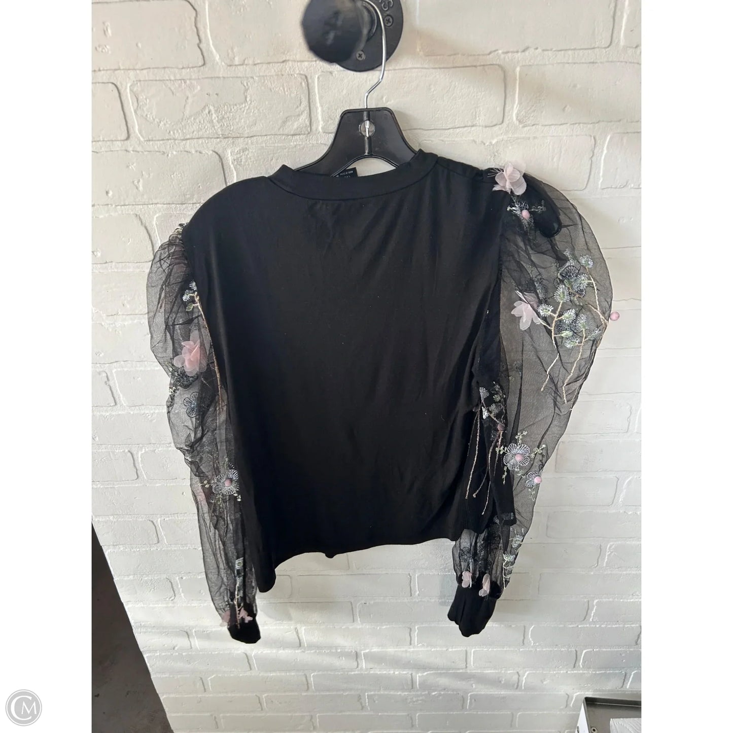 Top Long Sleeve By Shein In Black & Pink, Size: 1x