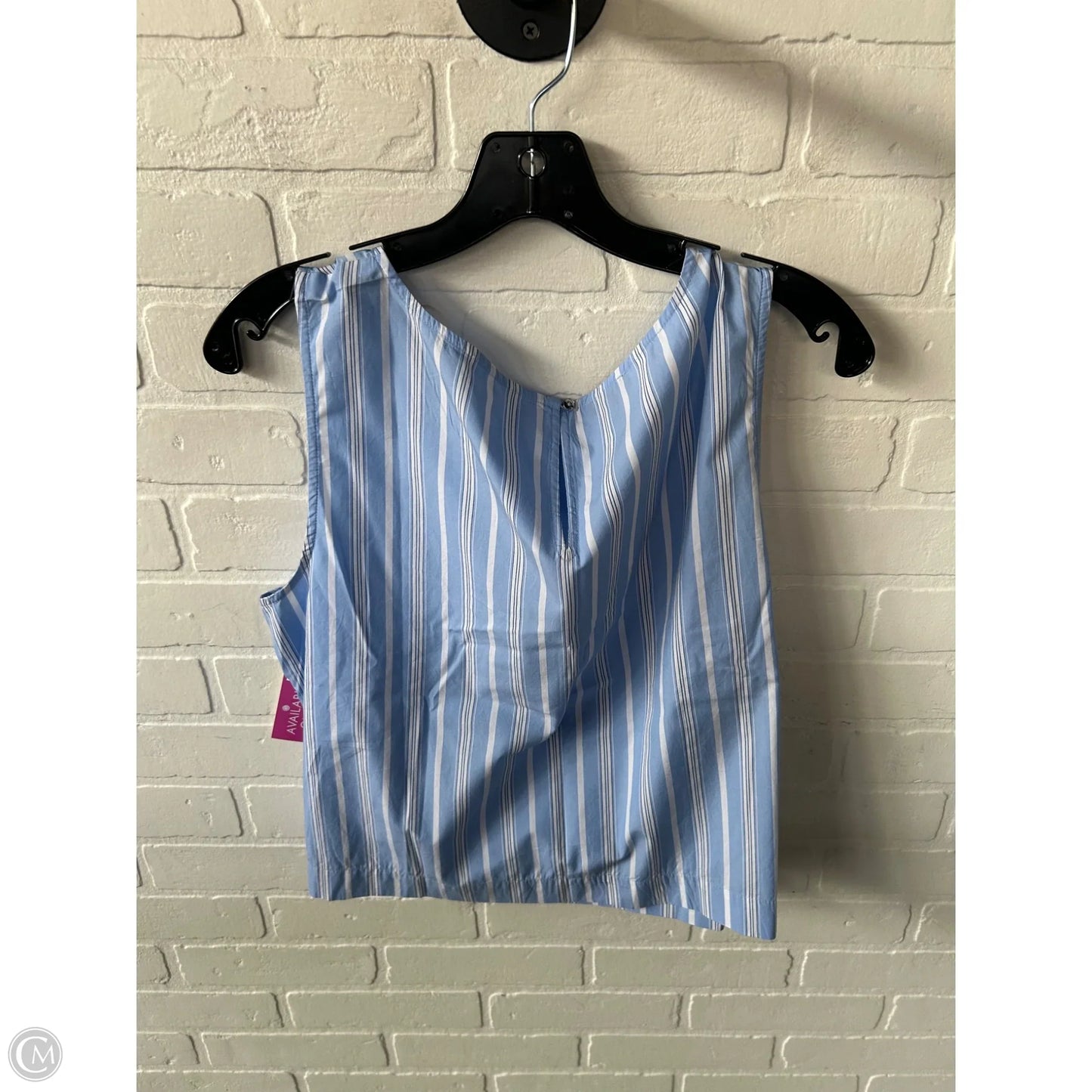 Top Sleeveless By Talbots In Blue & White, Size: L