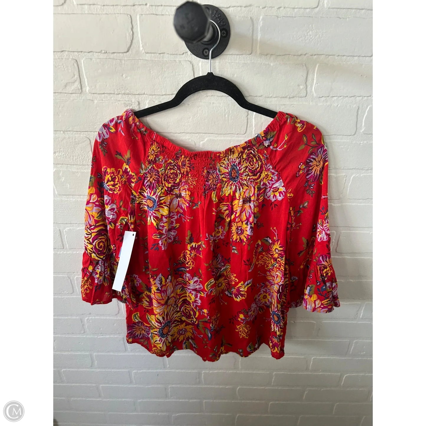 Top 3/4 Sleeve By Sundance In Red & Yellow, Size: Xs