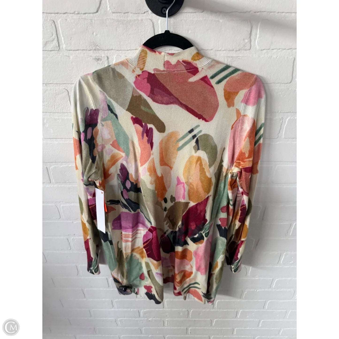 Sweater Cardigan By Chicos In Pink & Tan, Size: M