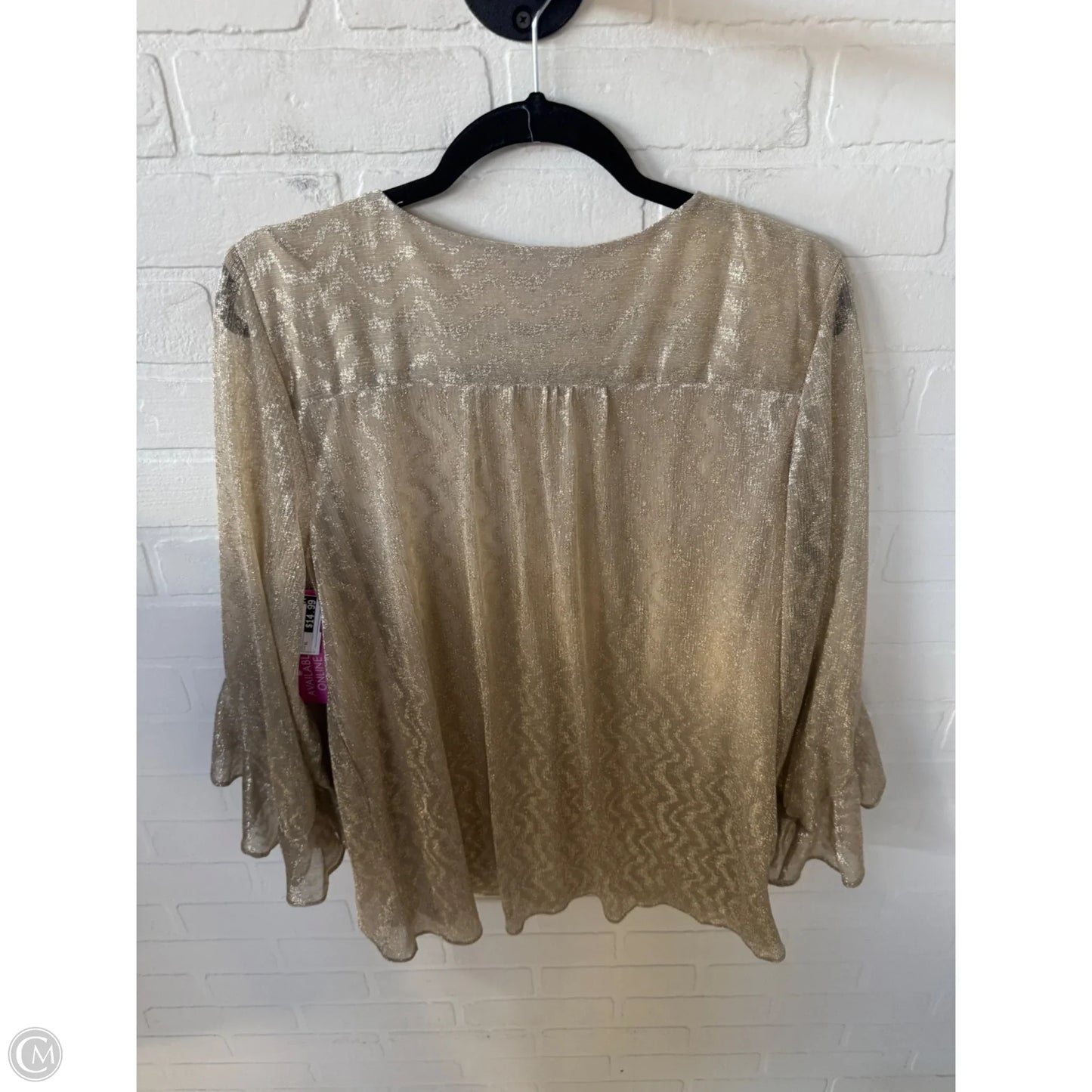 Top Long Sleeve By Vince Camuto In Gold, Size: Xl