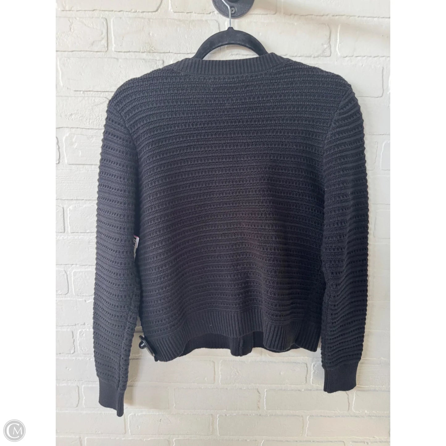 Sweater Cardigan By Loft In Black & Gold, Size: M