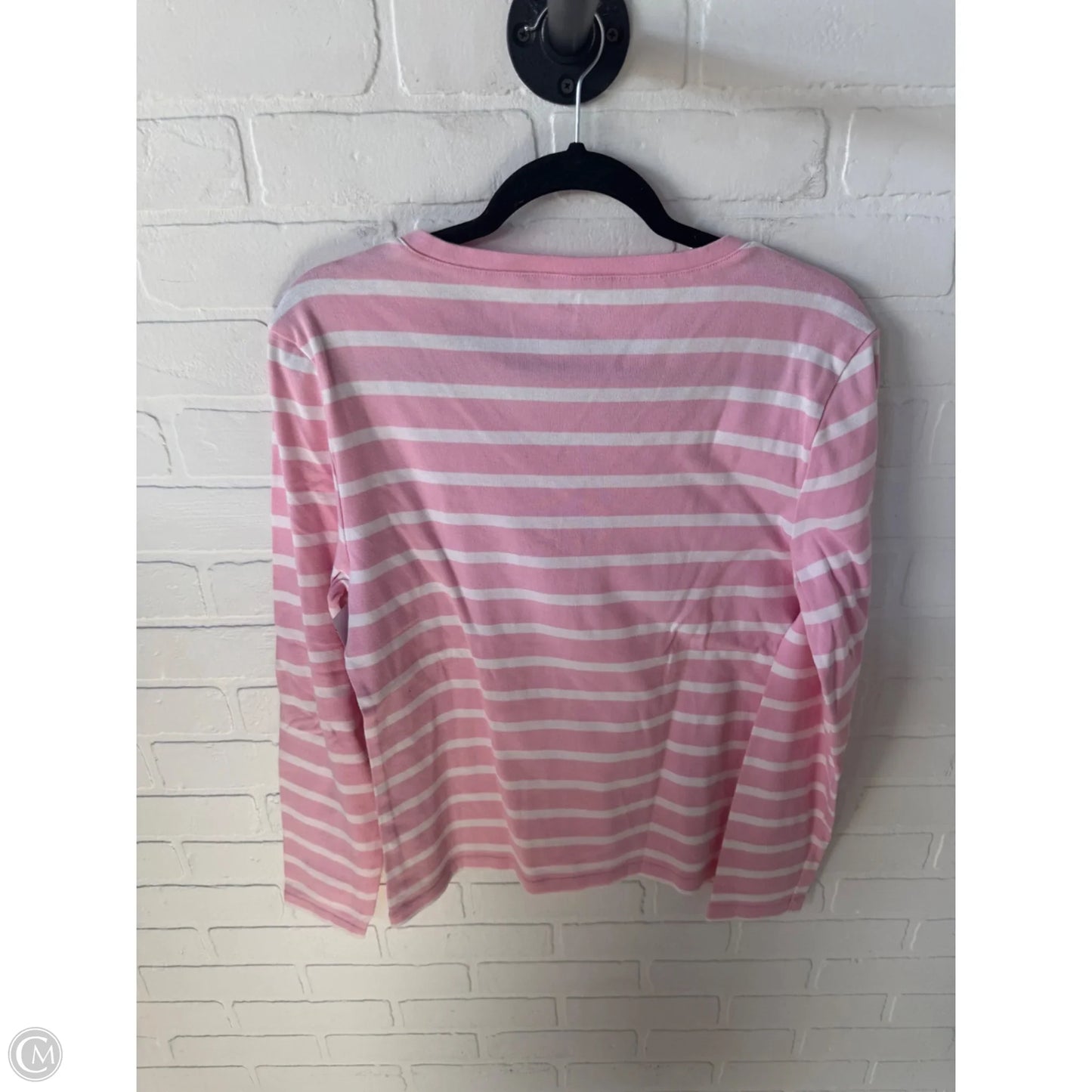 Top Long Sleeve Basic By Tommy Hilfiger In Pink & White, Size: Xl
