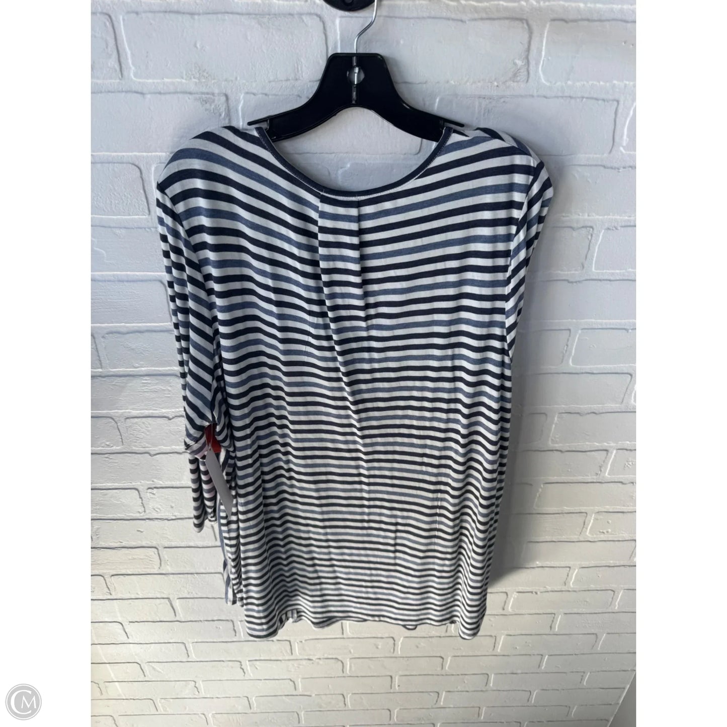 Top 3/4 Sleeve By Dressbarn In Blue & White, Size: 2x