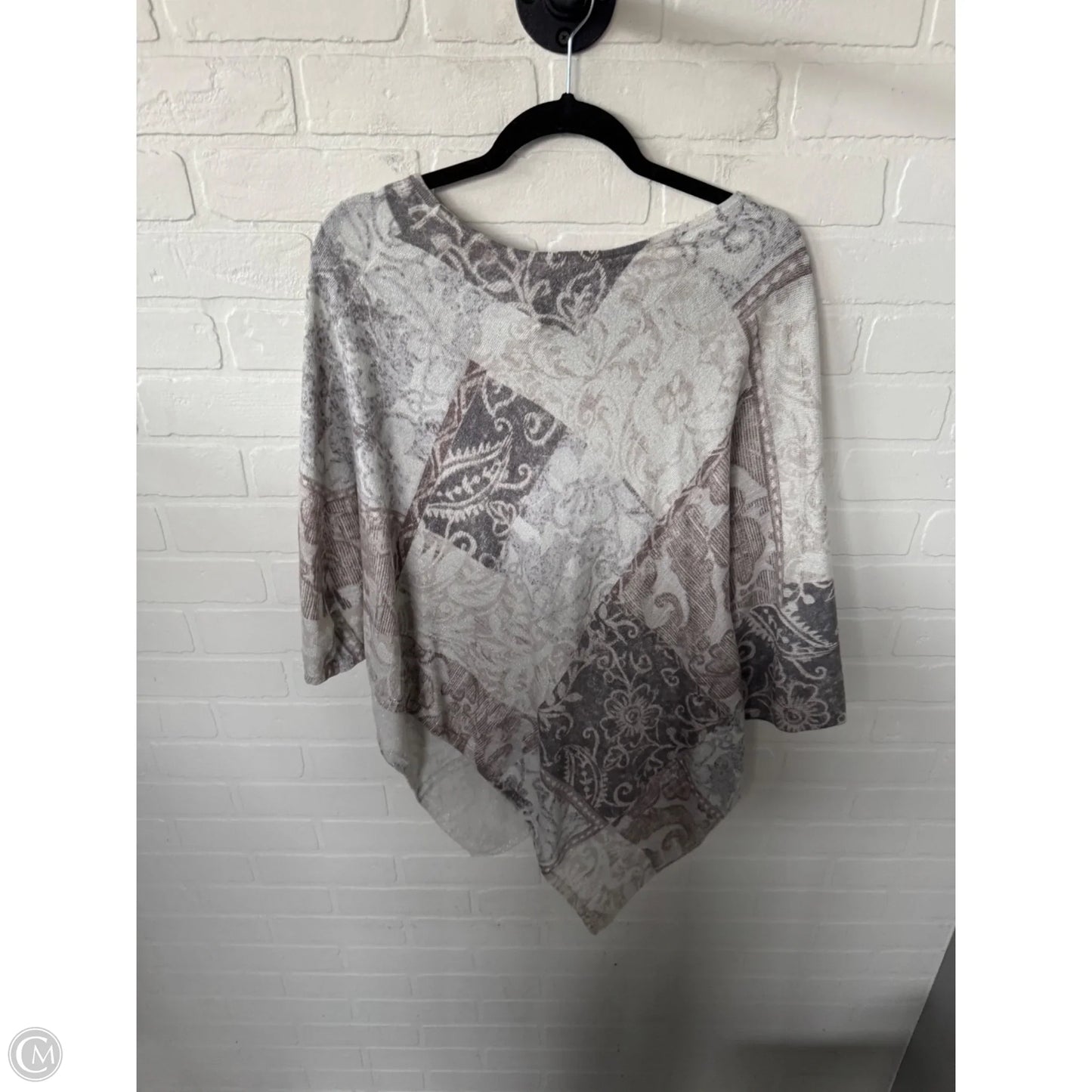 Poncho By Chicos In Cream & Grey, Size: L
