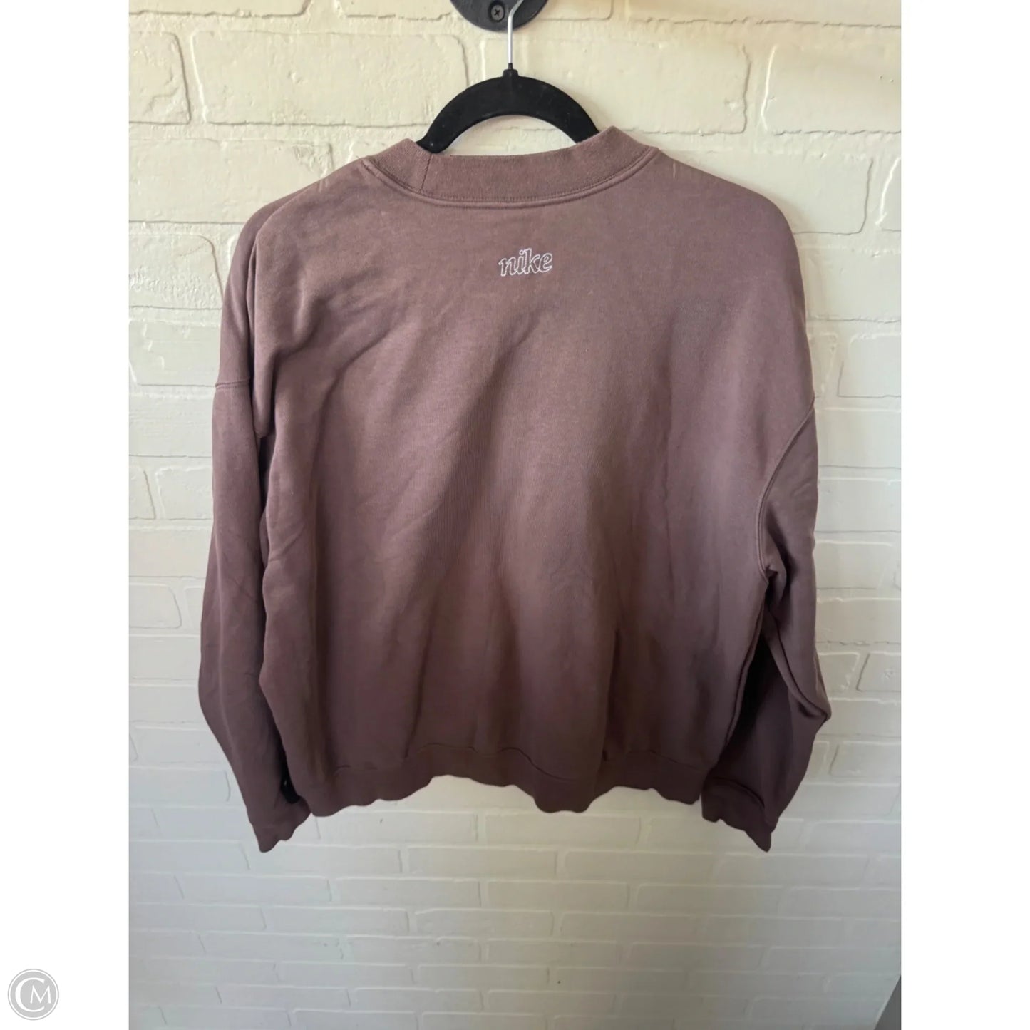 Athletic Sweatshirt Crewneck By Nike In Brown, Size: M