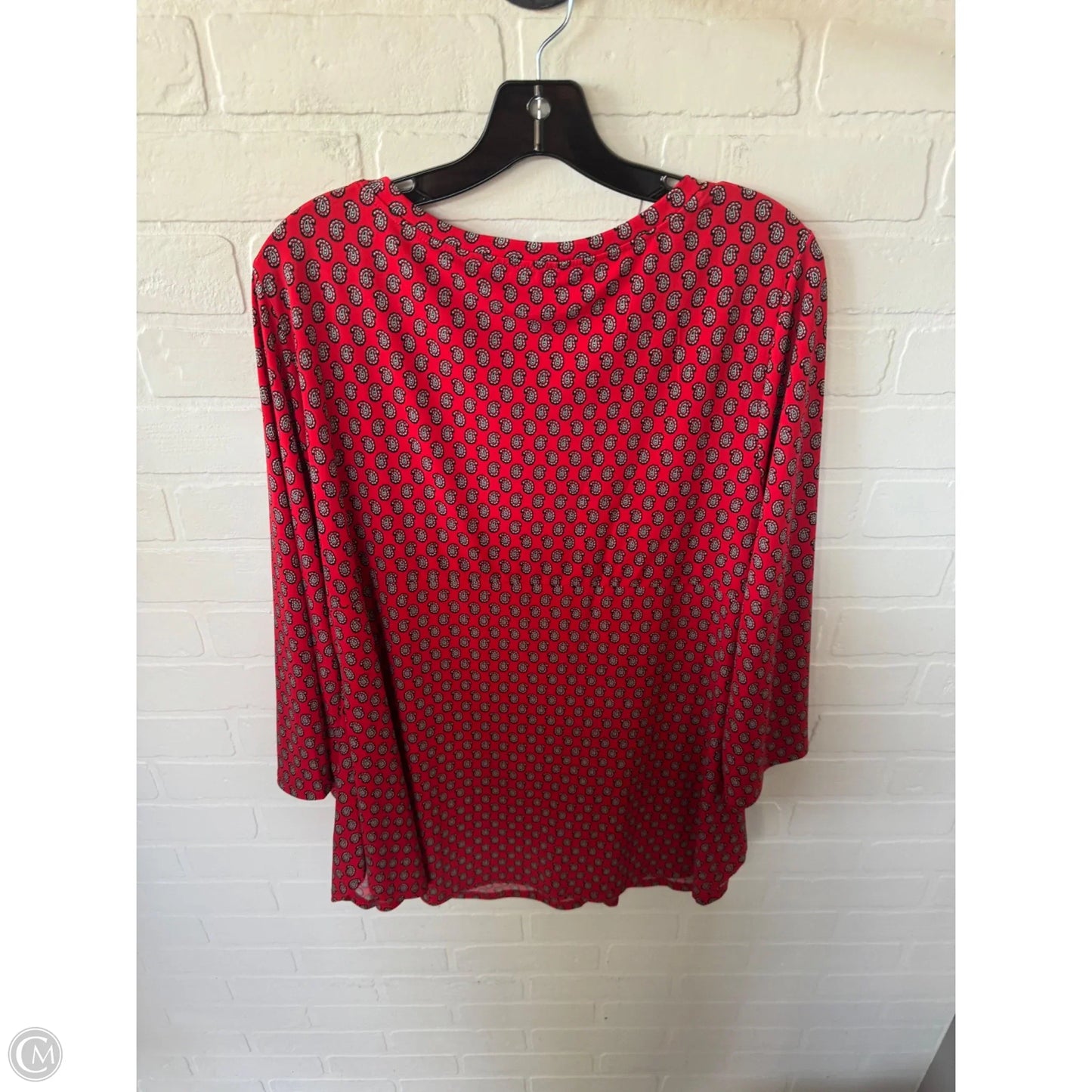 Top Long Sleeve By Chaus In Red & White, Size: Xl