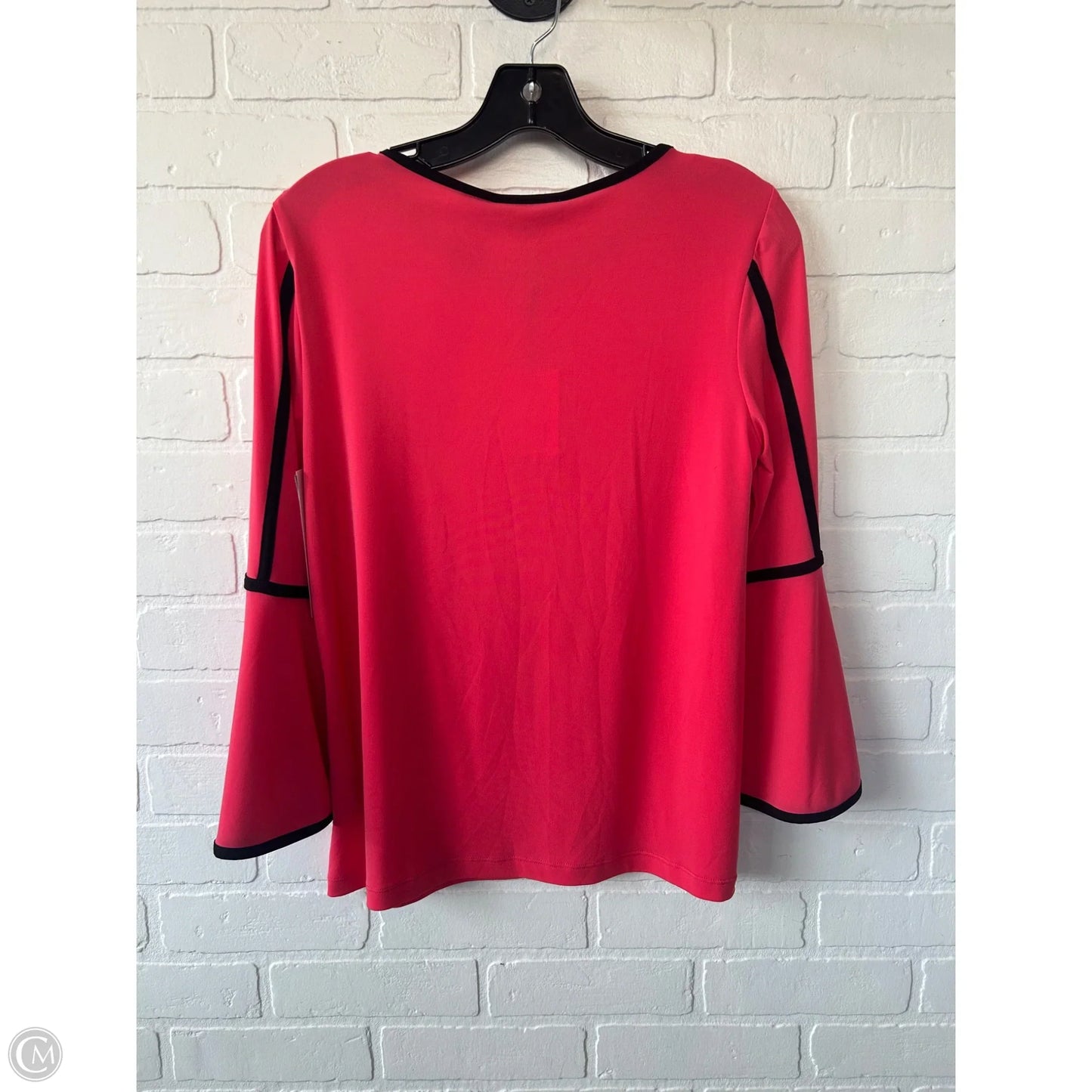 Top 3/4 Sleeve By Calvin Klein In Black & Pink, Size: S