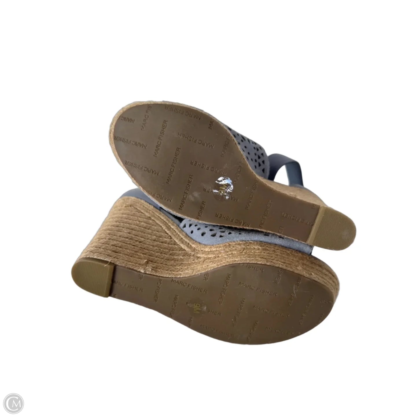 Sandals Heels Wedge By Marc Fisher In Blue & Tan, Size: 9