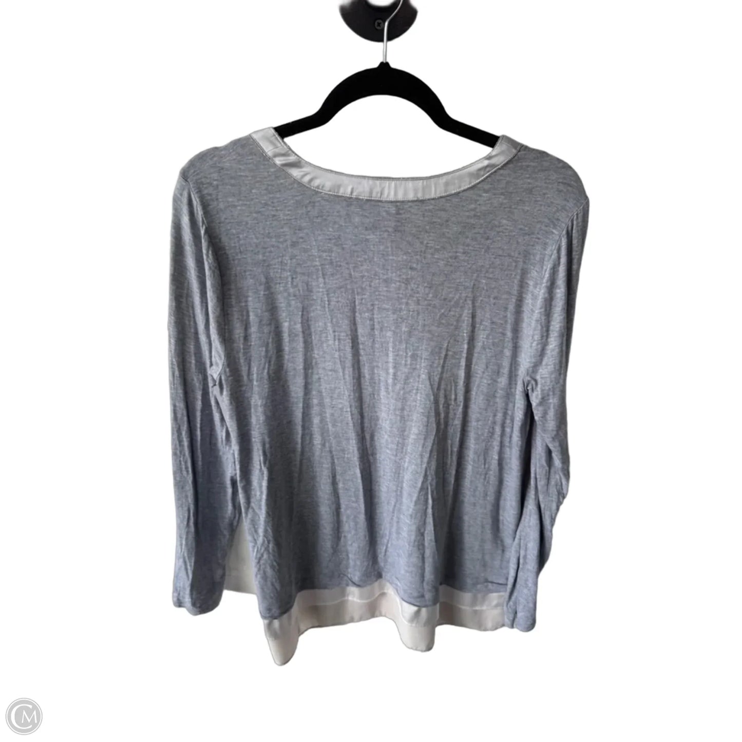 Top Long Sleeve By White House Black Market In Grey & White, Size: L