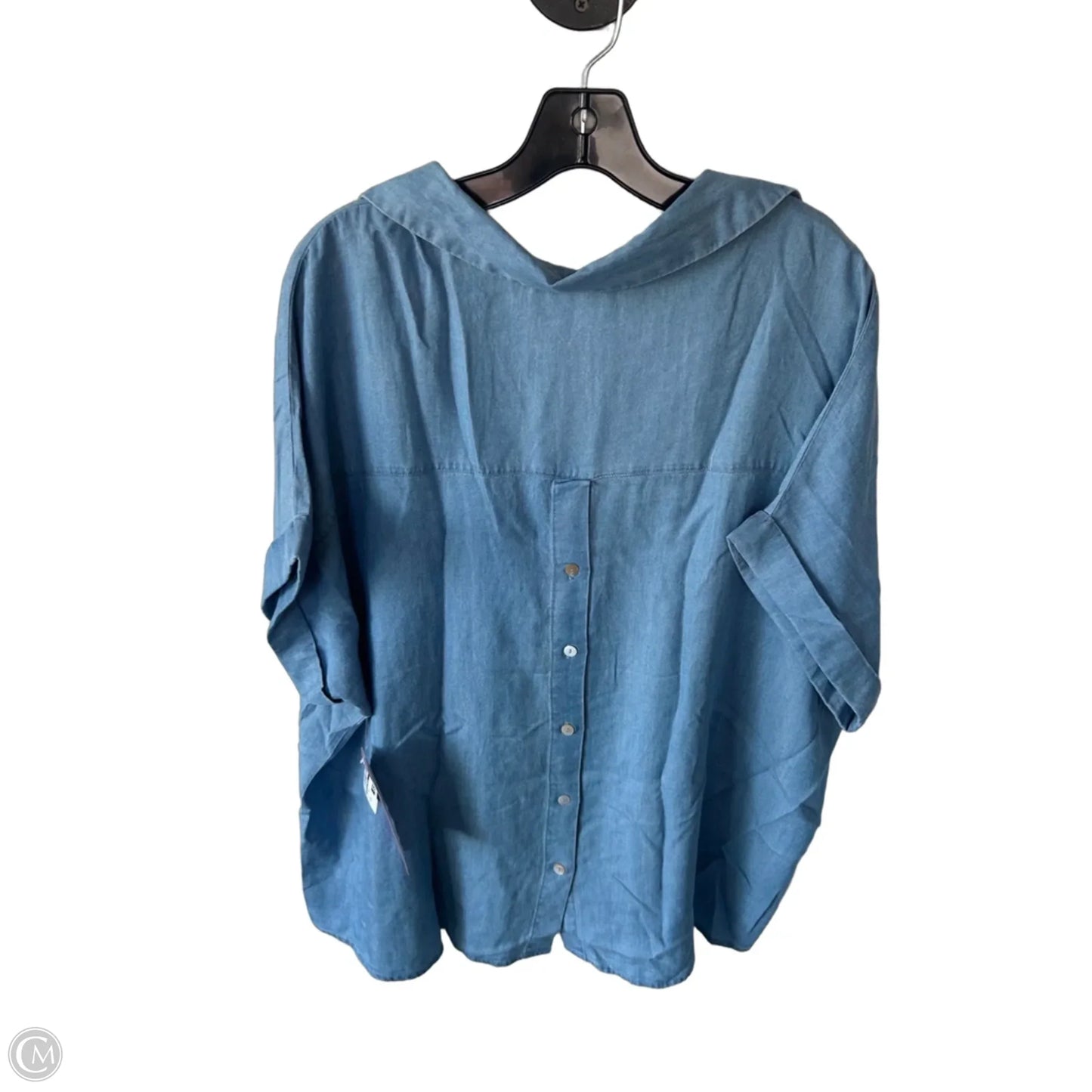Top Short Sleeve By Indigo Rose In Blue Denim, Size: 2x