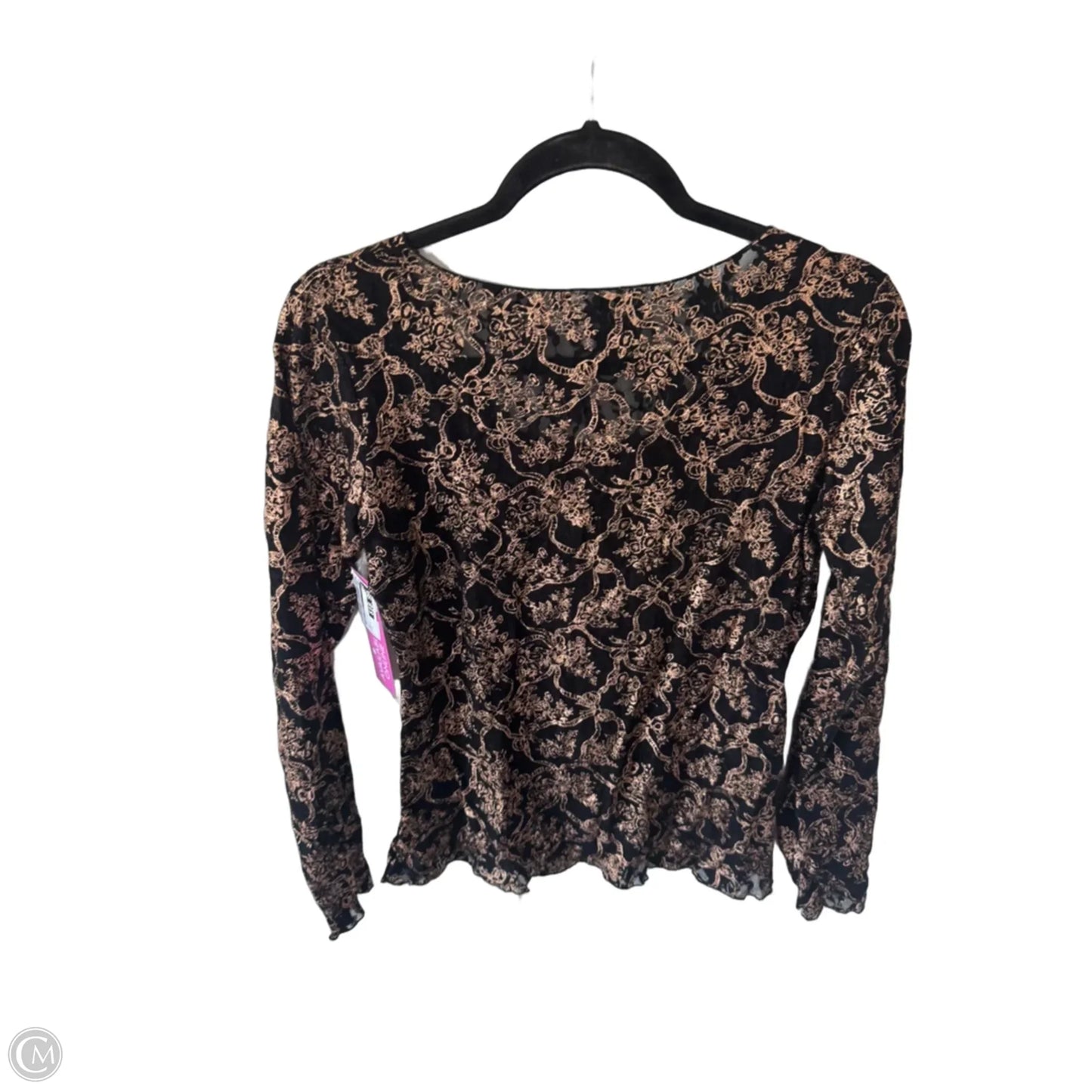 Top Long Sleeve By Hanky Panky In Black & Gold, Size: L