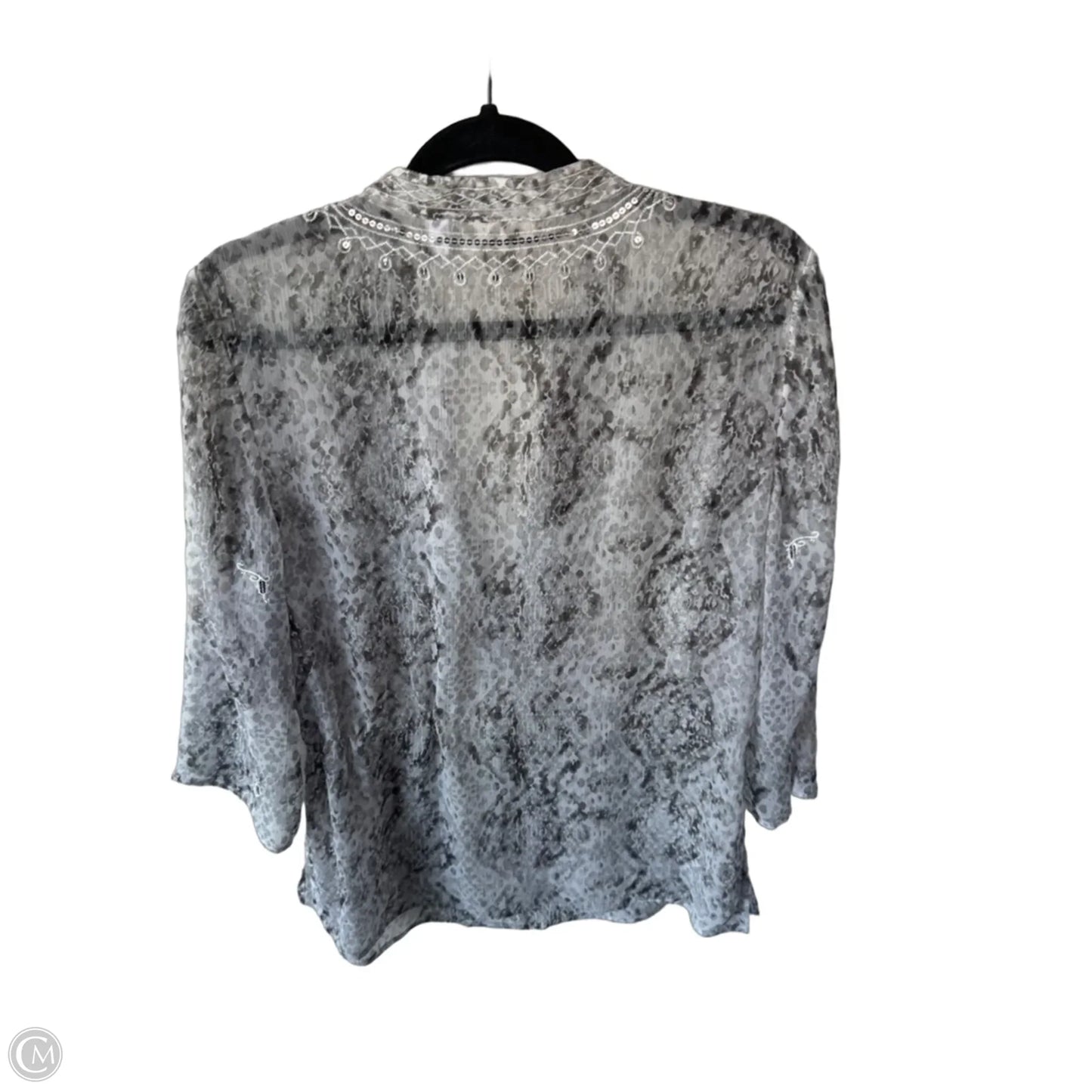 Top 3/4 Sleeve By Chicos In Grey & Silver, Size: S
