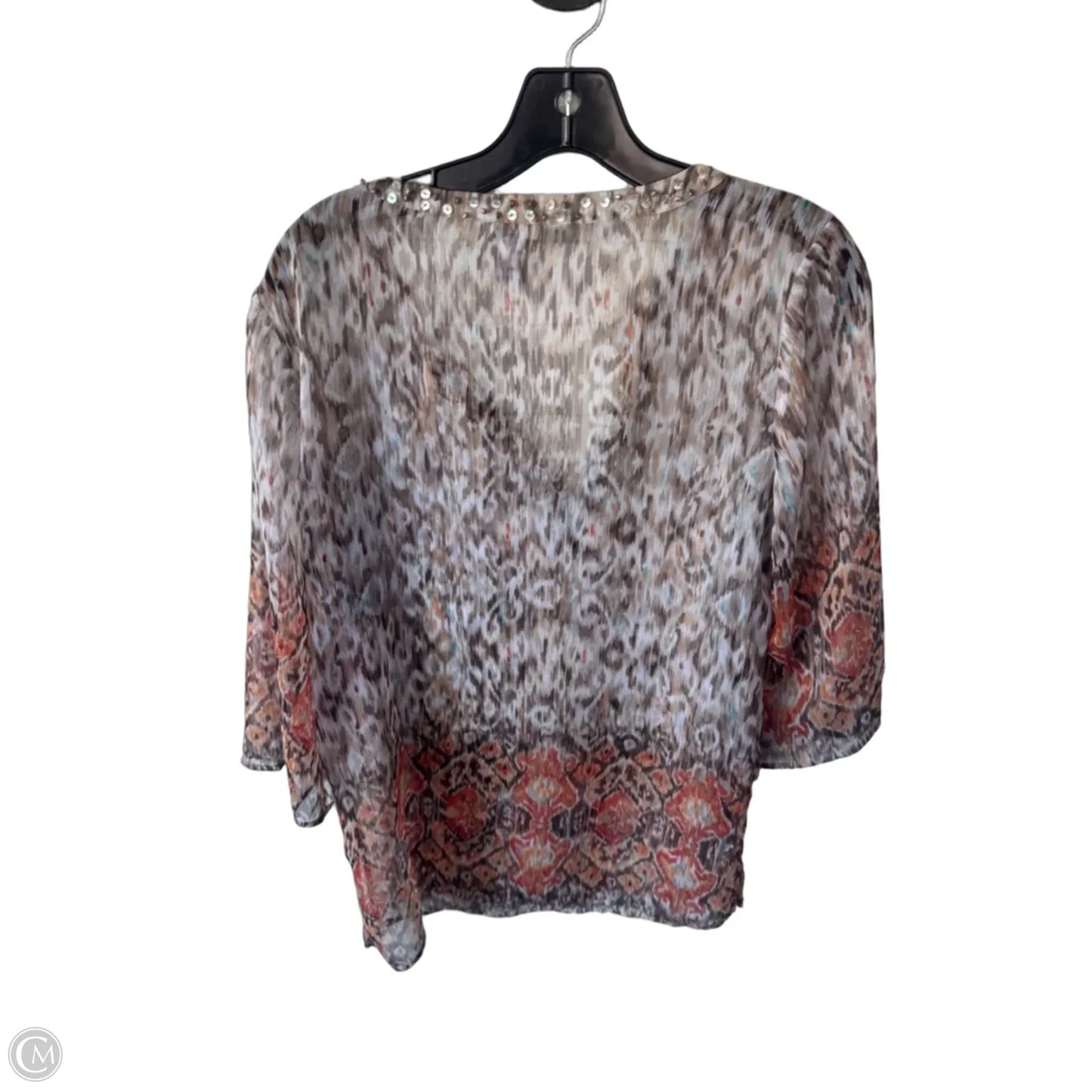 Top Long Sleeve By Chicos In Orange & Tan, Size: S