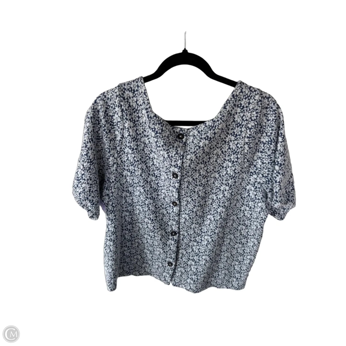 Top Short Sleeve By Madewell In Blue & White, Size: L