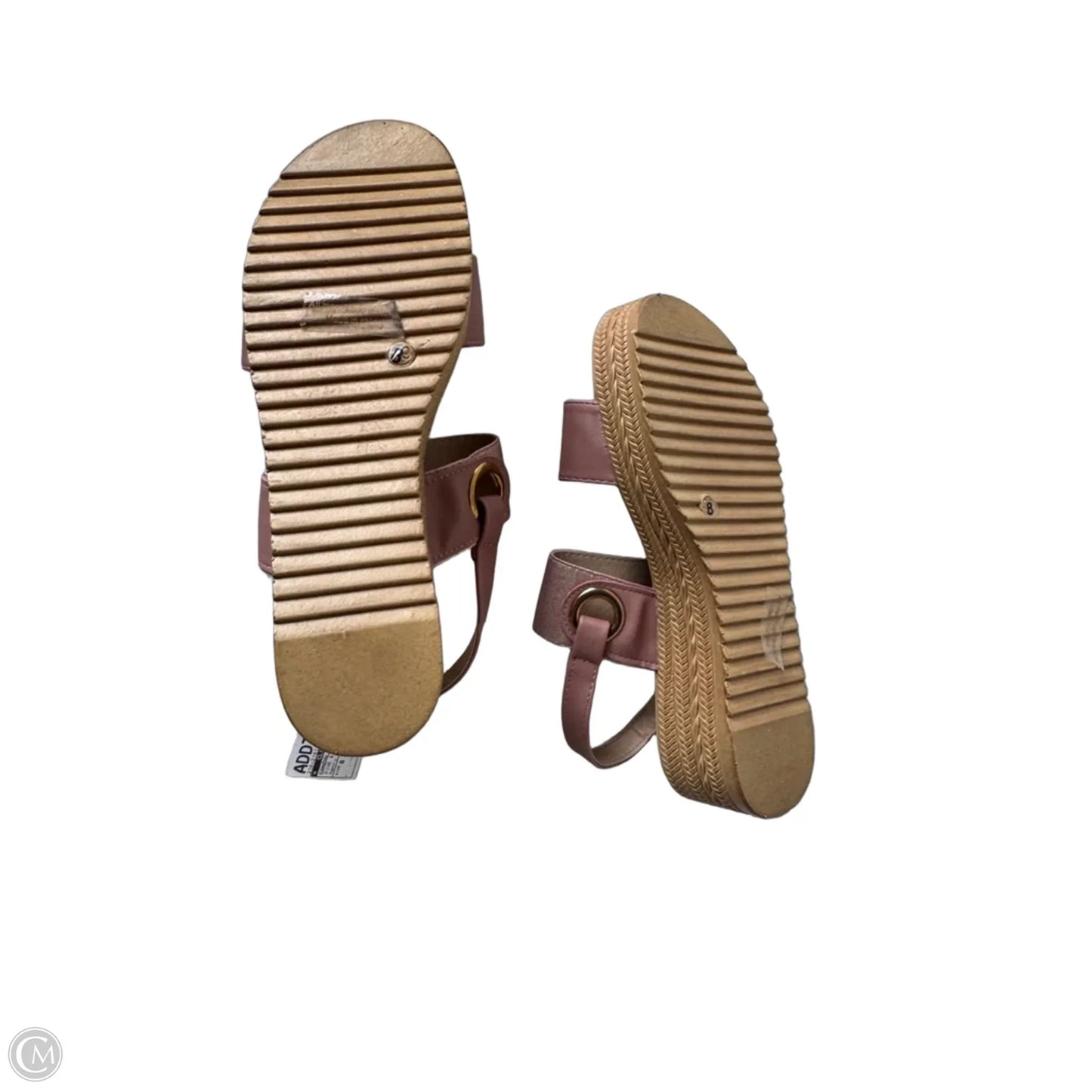 Sandals Heels Wedge By Clothes Mentor In Pink & Tan, Size: 8