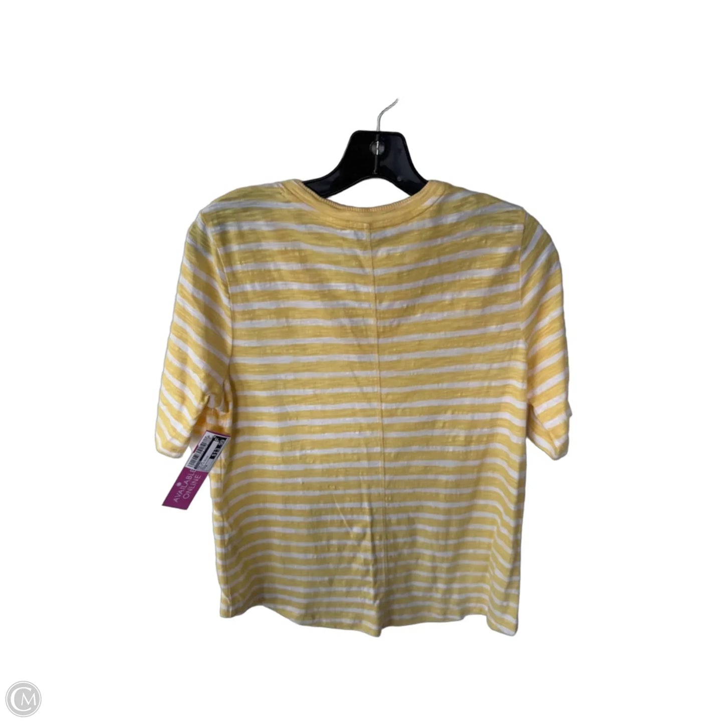 Top Short Sleeve By Chicos In White & Yellow, Size: M
