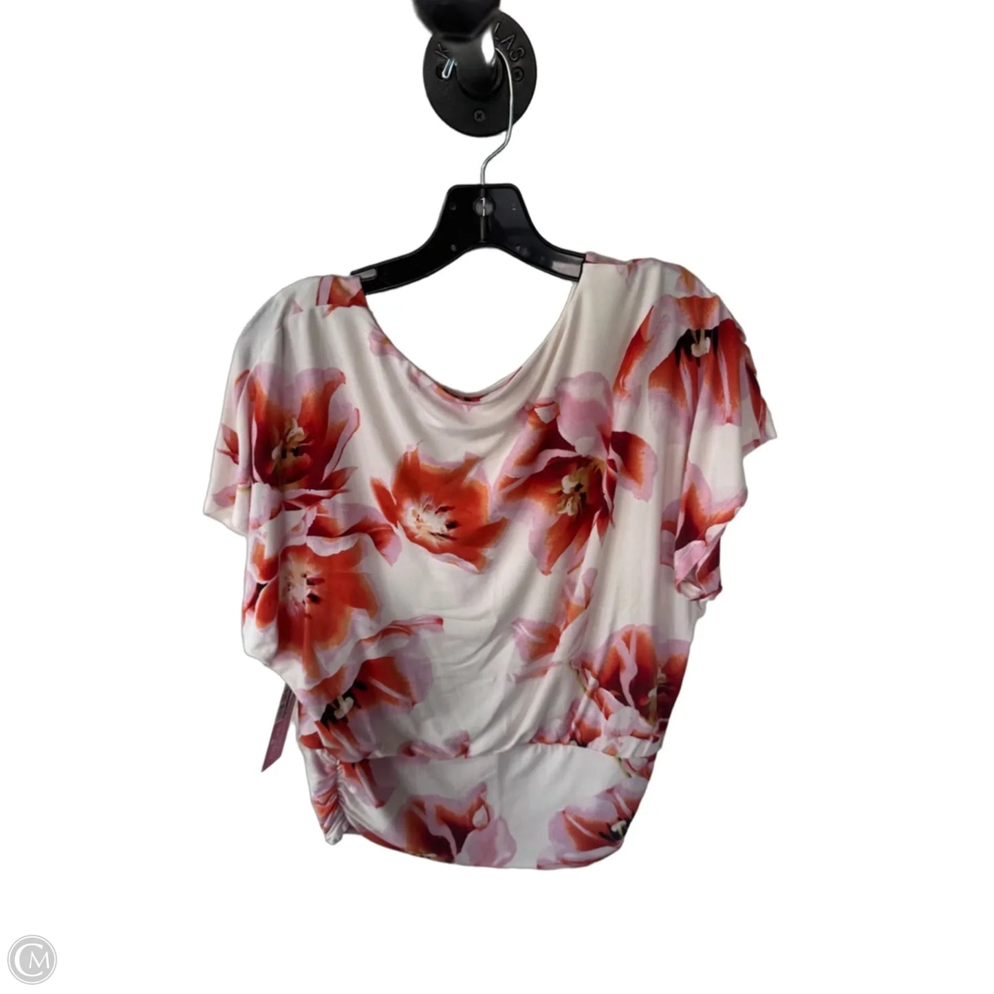 Top Short Sleeve By Chicos In Cream & Orange, Size: M