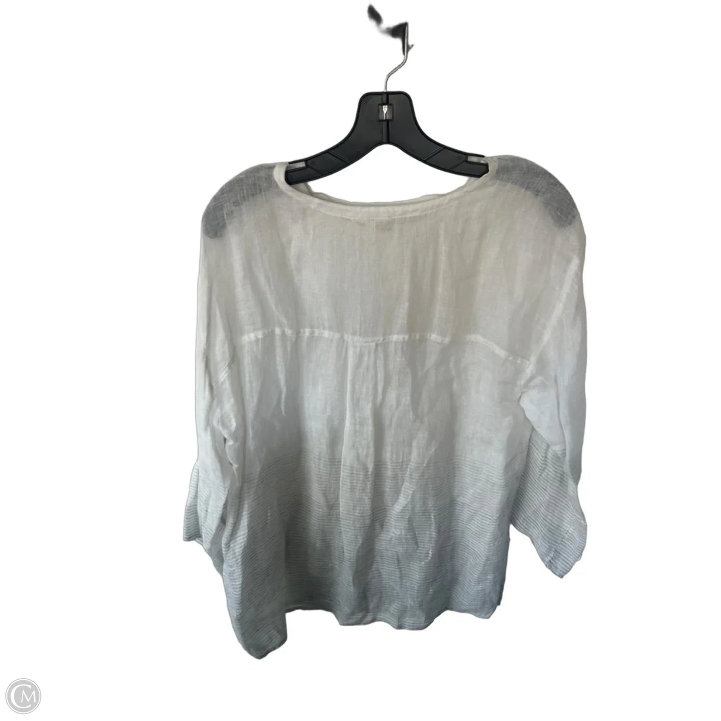 Top Long Sleeve By Eileen Fisher In Grey & White, Size: M