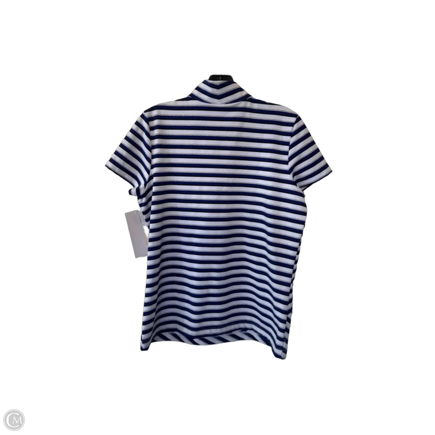 Athletic Top Short Sleeve By Zenergy By Chicos In Blue & White, Size: M