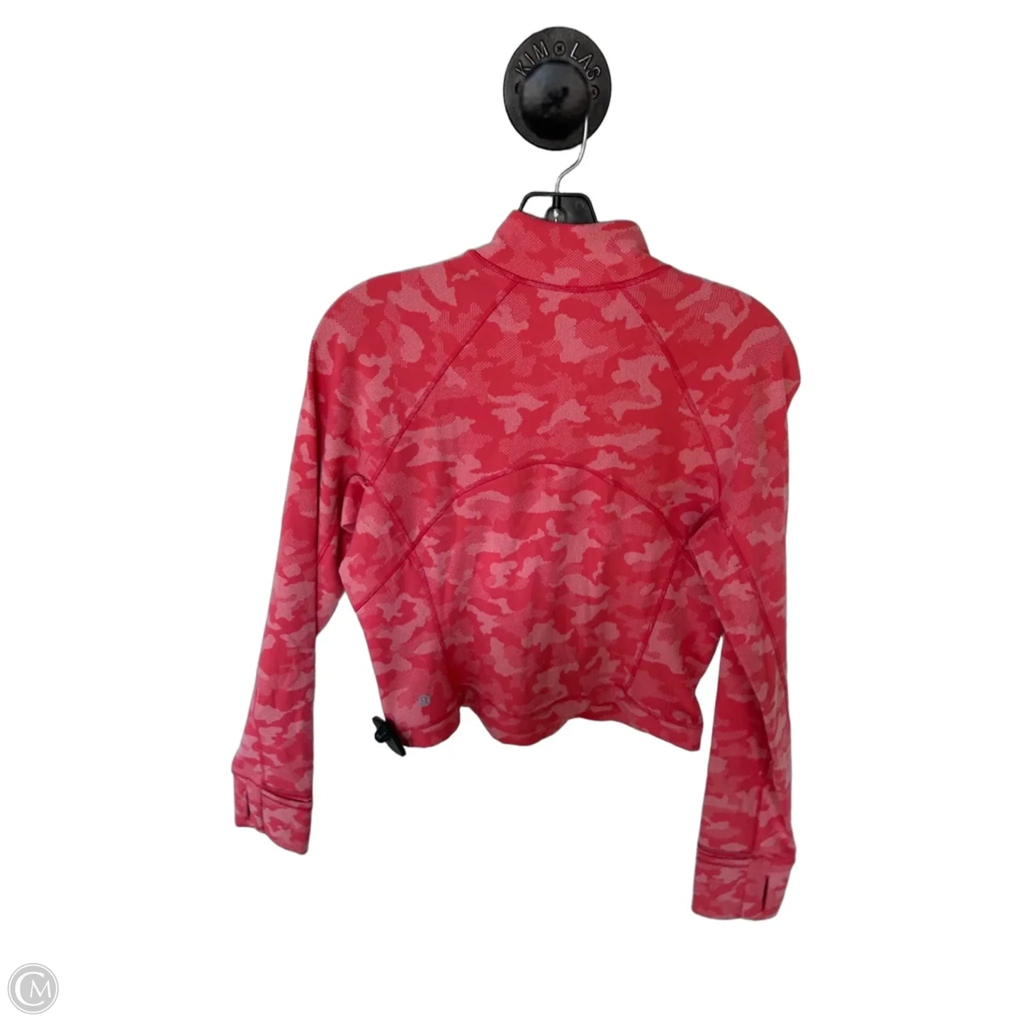 Athletic Top Long Sleeve Collar By Lululemon In Pink & White, Size: L