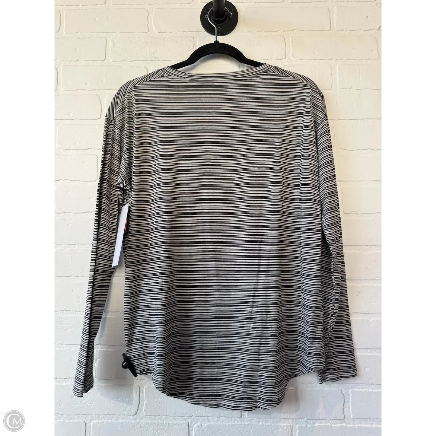 Athletic Top Long Sleeve Crewneck By Athleta In Black & Cream, Size: S