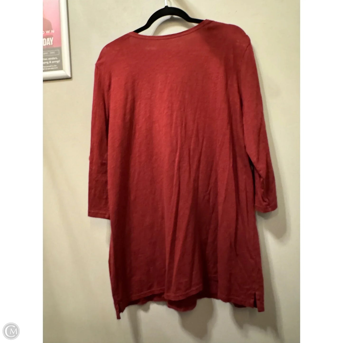 Top 3/4 Sleeve By Eddie Bauer In Red, Size: 2x