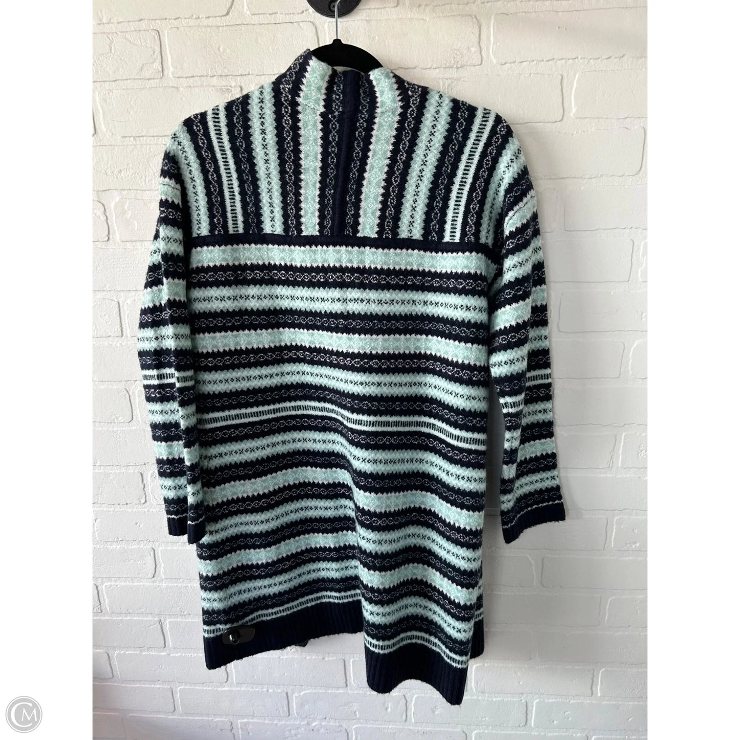 Sweater Cardigan By Talbots In Blue & White, Size: Mp