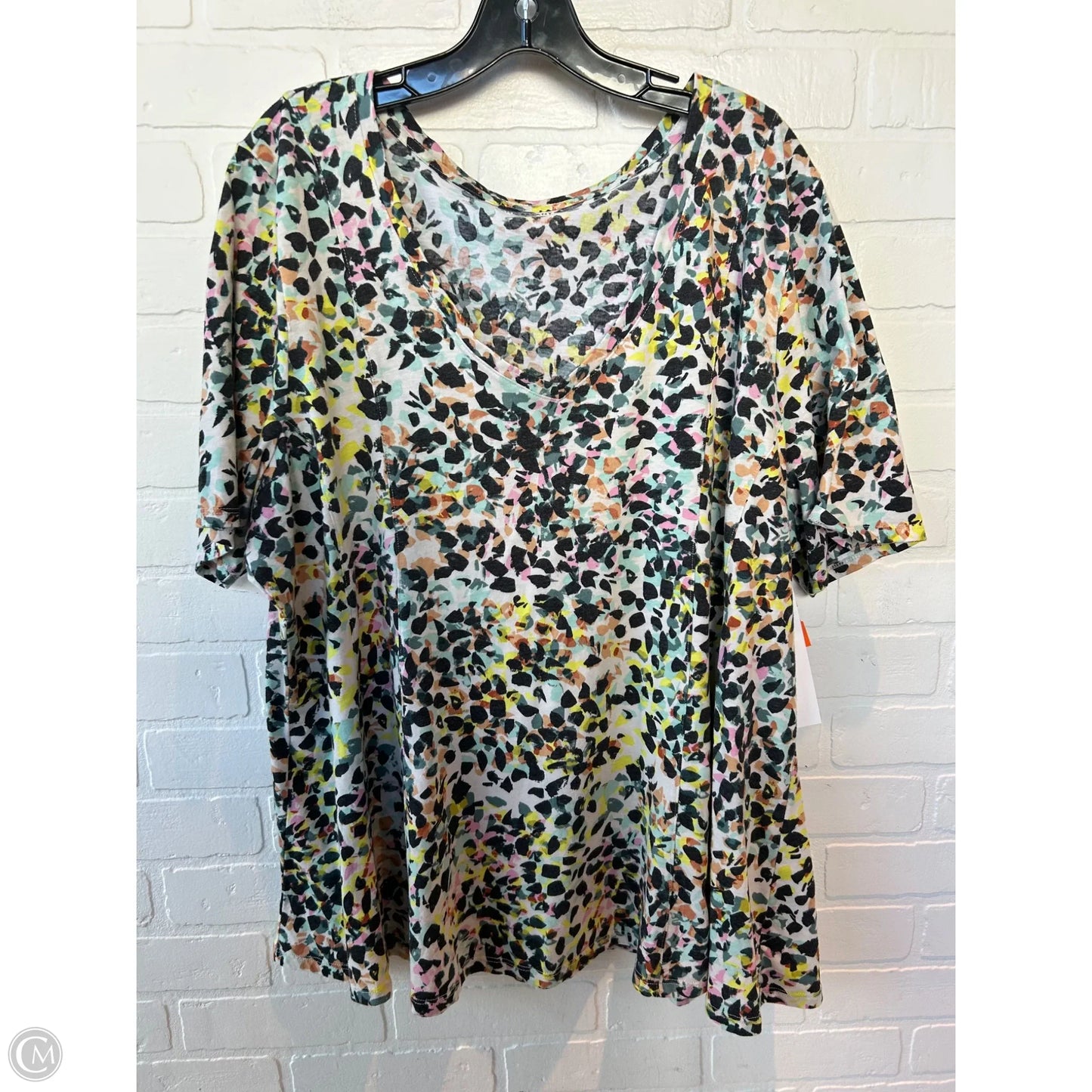 Top Short Sleeve Basic By Lane Bryant In Black & Cream, Size: 4x