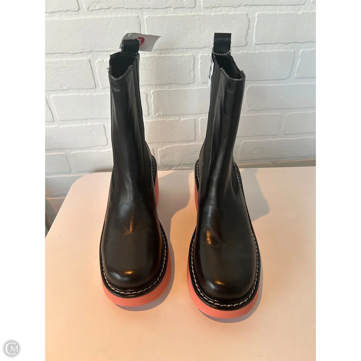 Boots Mid-calf Heels By Marc Fisher In Black & Pink, Size: 9.5