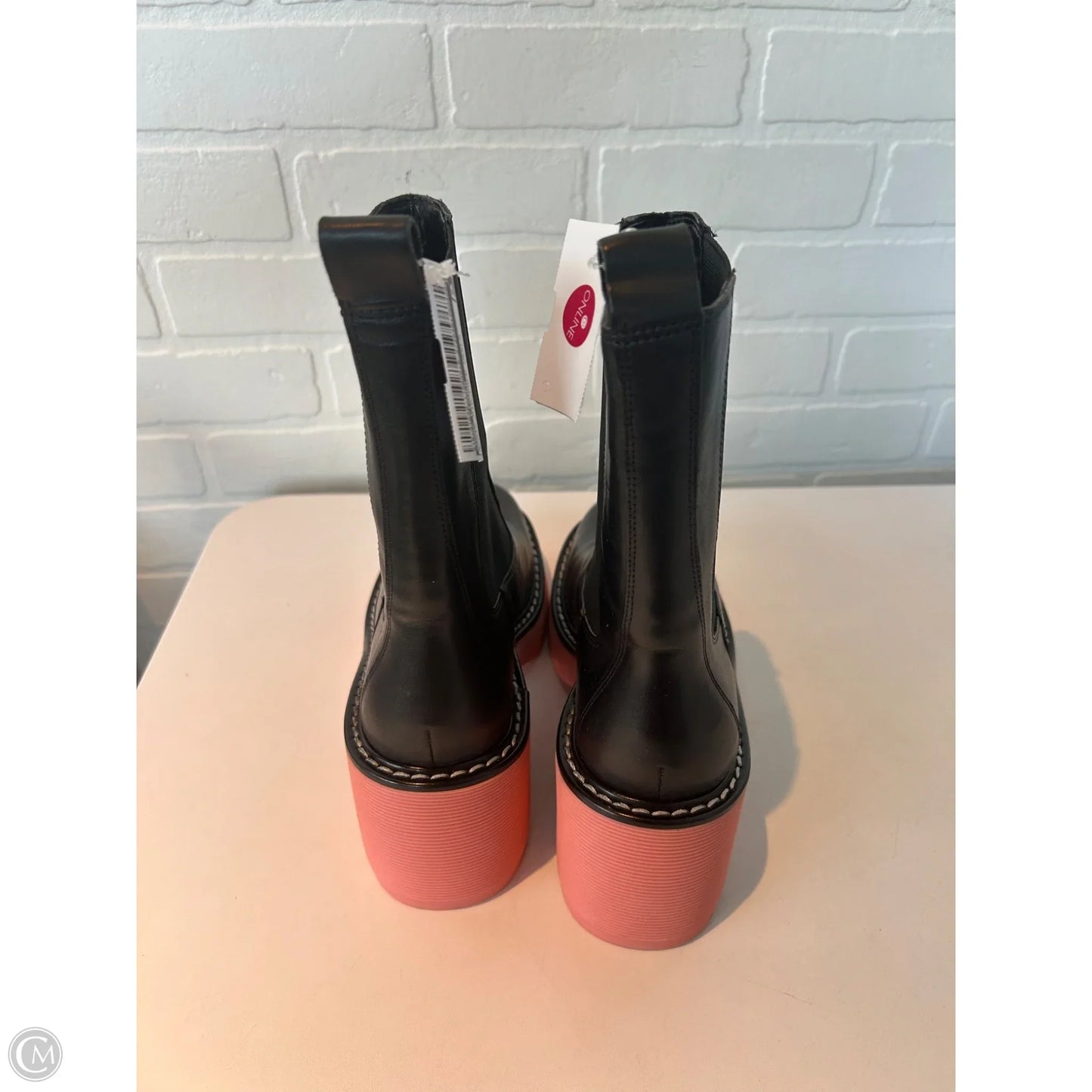 Boots Mid-calf Heels By Marc Fisher In Black & Pink, Size: 9.5