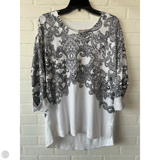 Top 3/4 Sleeve By Chicos In Black & White, Size: M