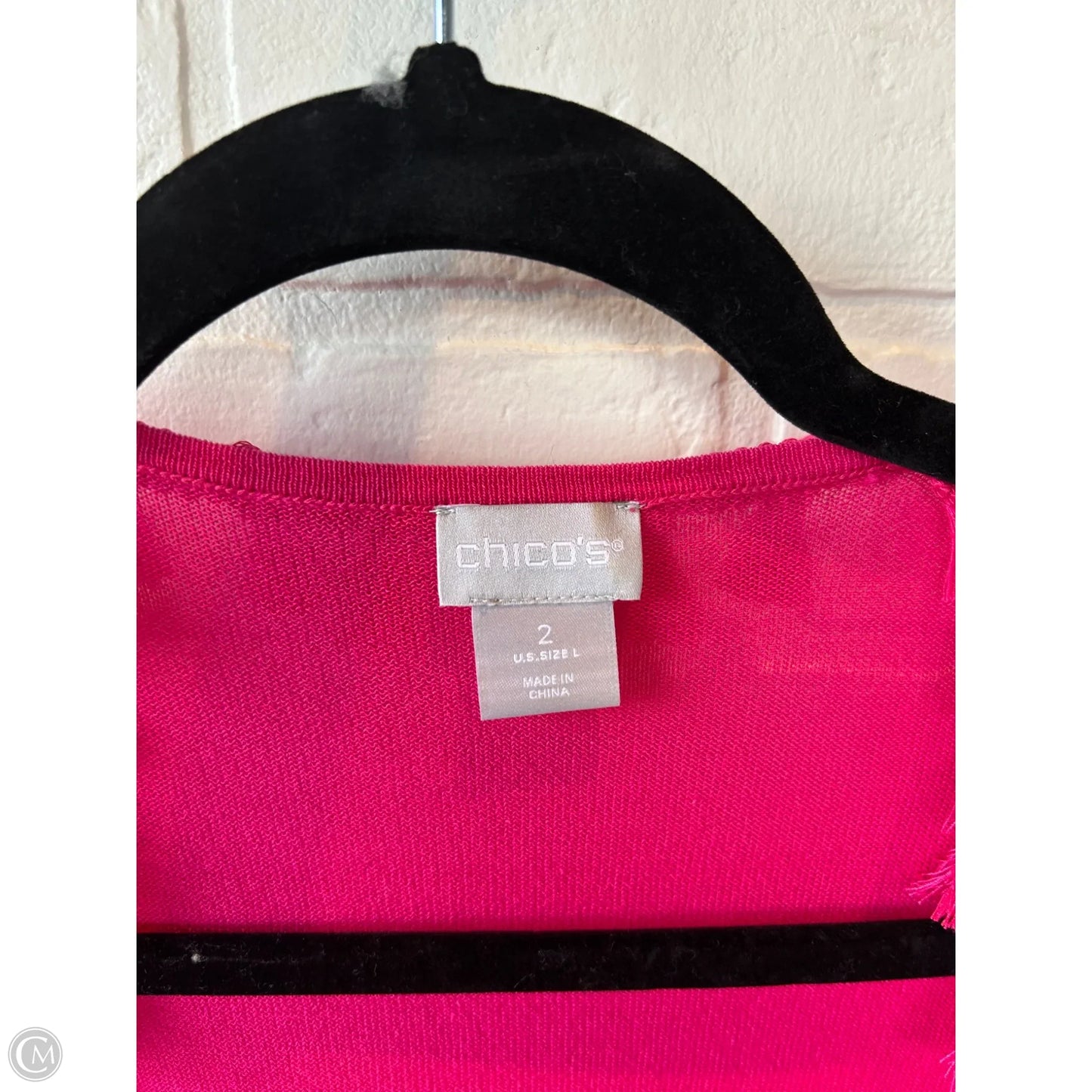 Sweater Cardigan By Chicos In Pink, Size: L